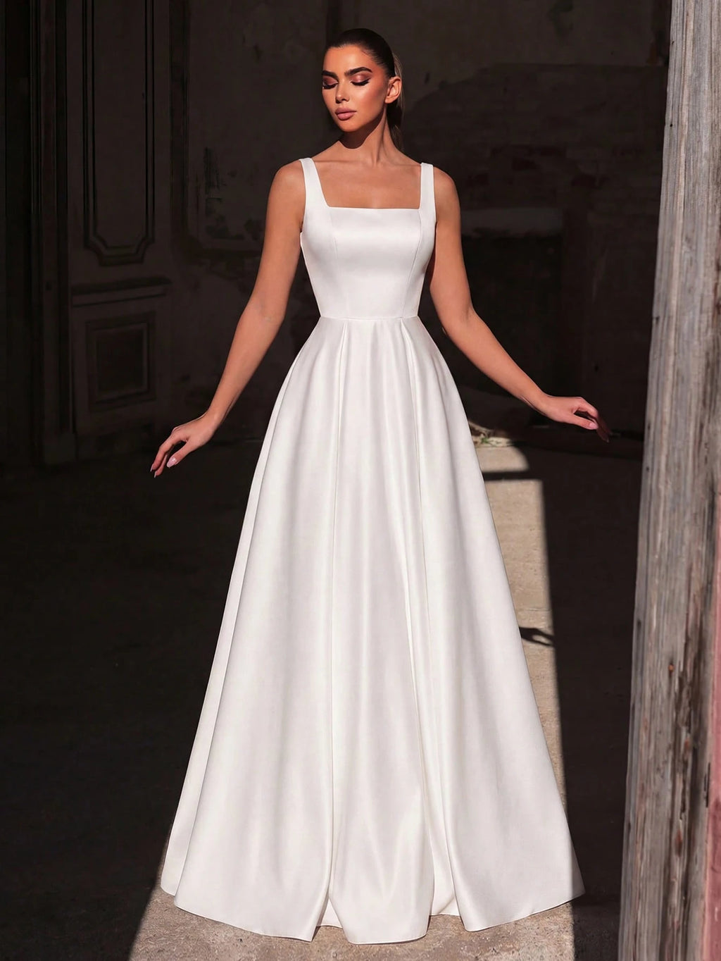 Faeriesty Elegant Jade Green Sleeveless Long Evening Dress, Made Of Luxurious Non-Stretch Satin Fabric, - image 4