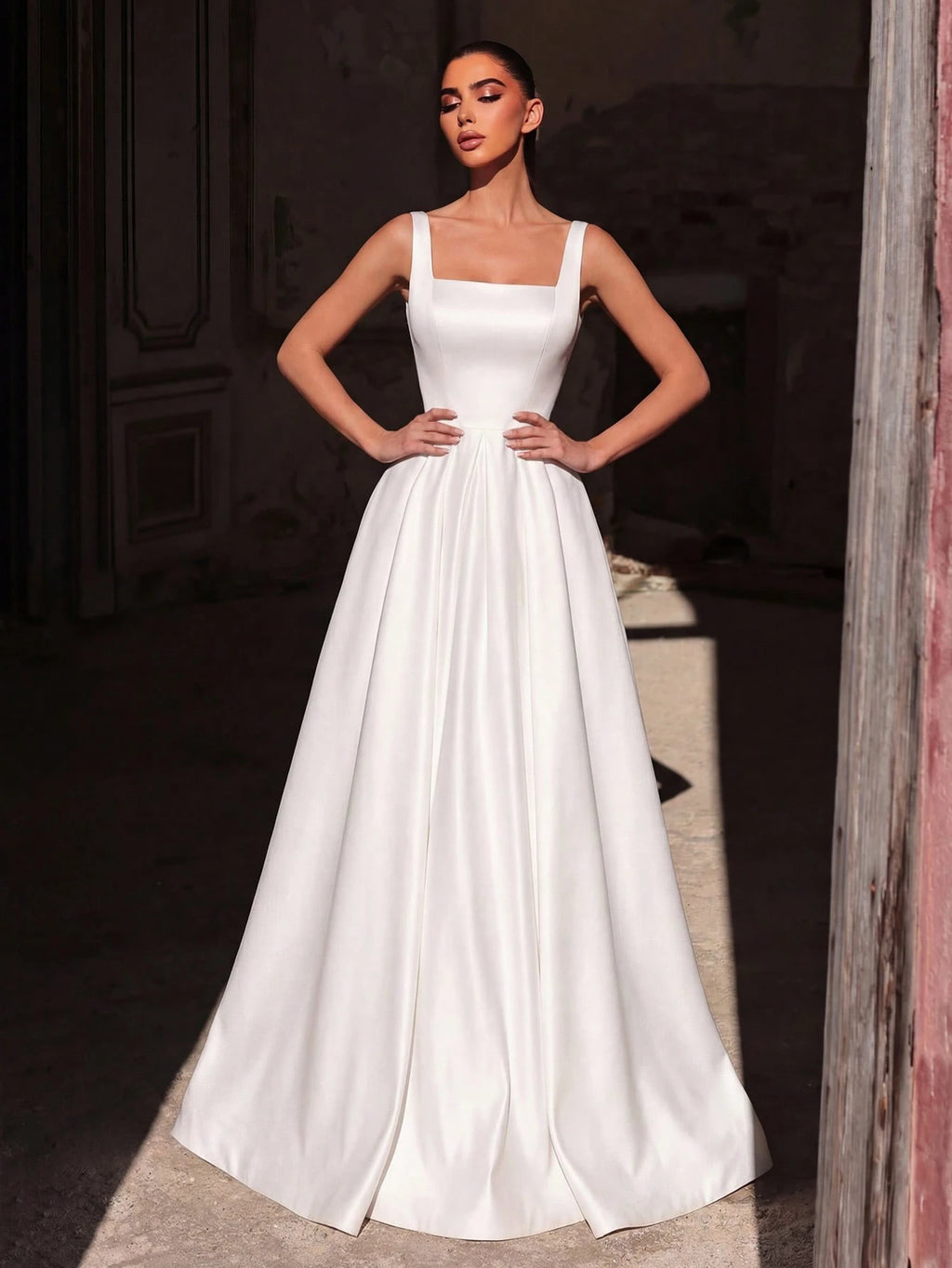 Faeriesty Elegant Jade Green Sleeveless Long Evening Dress, Made Of Luxurious Non-Stretch Satin Fabric,