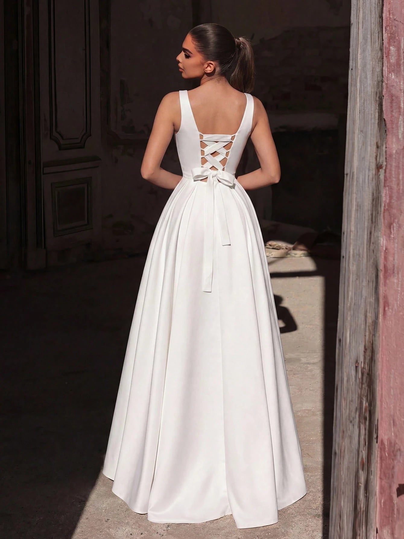 Faeriesty Elegant Jade Green Sleeveless Long Evening Dress, Made Of Luxurious Non-Stretch Satin Fabric, - image 2