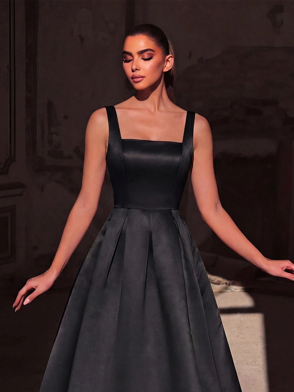 Faeriesty Elegant Jade Green Sleeveless Long Evening Dress, Made Of Luxurious Non-Stretch Satin Fabric, - image 12