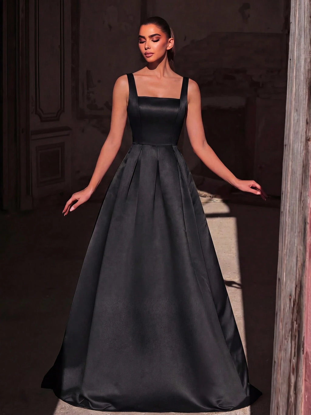 Faeriesty Elegant Jade Green Sleeveless Long Evening Dress, Made Of Luxurious Non-Stretch Satin Fabric, - image 14