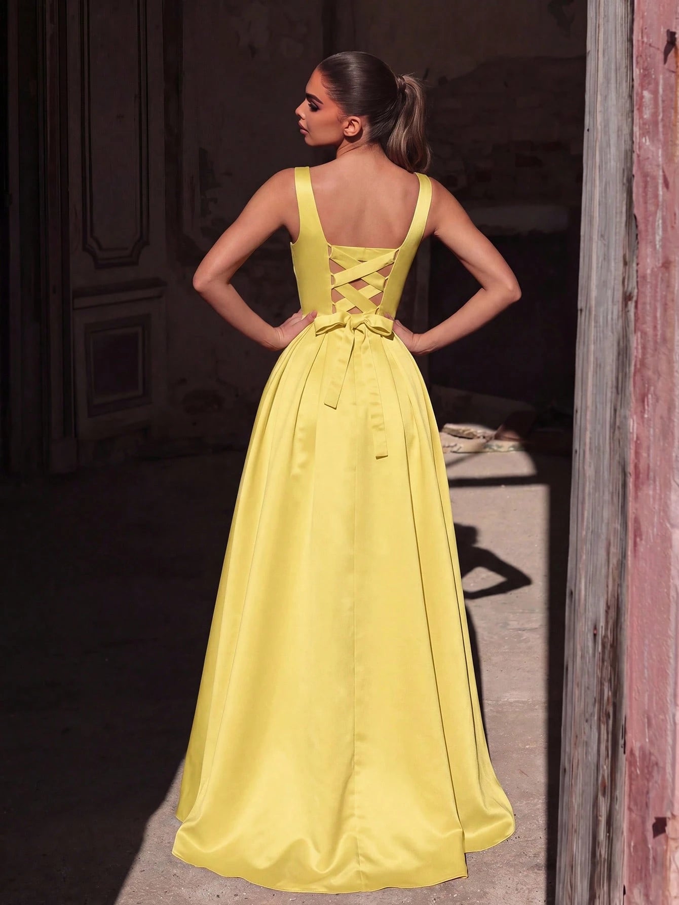 Faeriesty Elegant Jade Green Sleeveless Long Evening Dress, Made Of Luxurious Non-Stretch Satin Fabric, - image 20