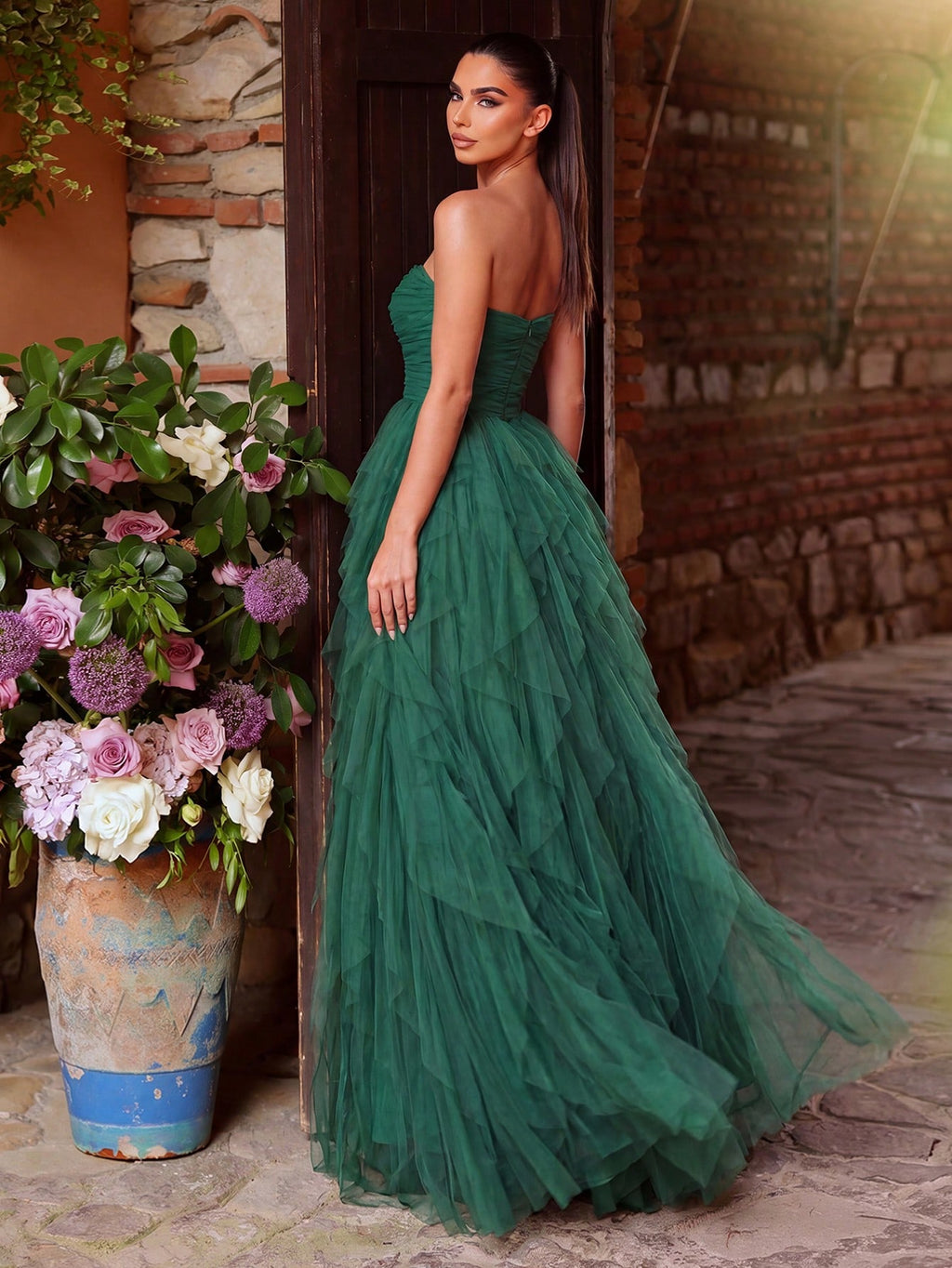 Faeriesty Romantic Strapless Bridal Dress, Layered Ruffle Tulle Skirt, A-Line Silhouette, Suitable For - image 18