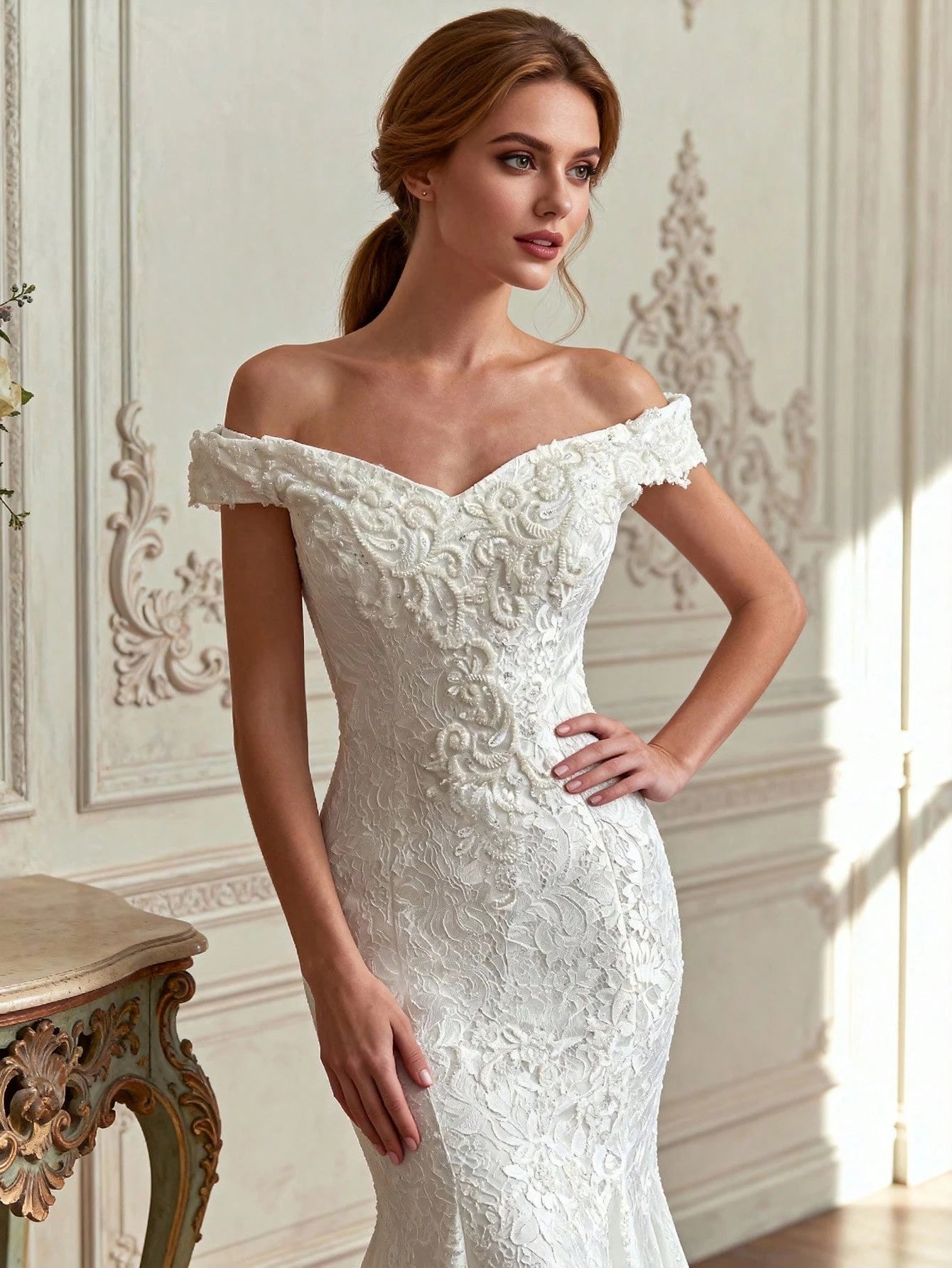 Elegant Lace Applique Mermaid Wedding Dress, Suitable For Beach Wedding Party, Wedding Guest, All Seasons, - image 2