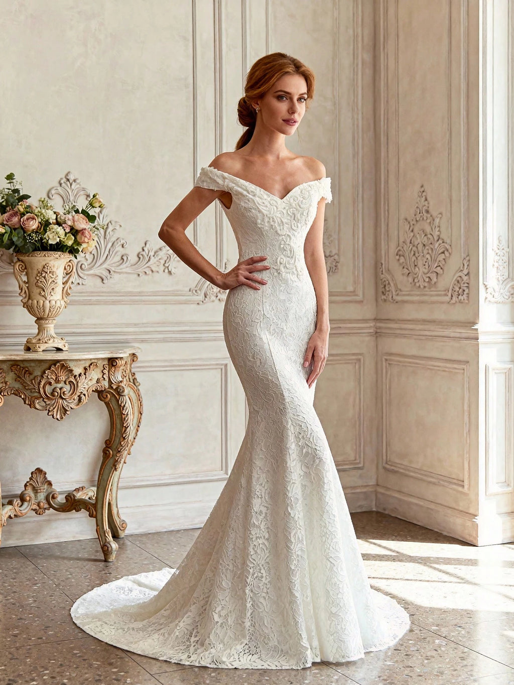 Elegant Lace Applique Mermaid Wedding Dress, Suitable For Beach Wedding Party, Wedding Guest, All Seasons, - image 3