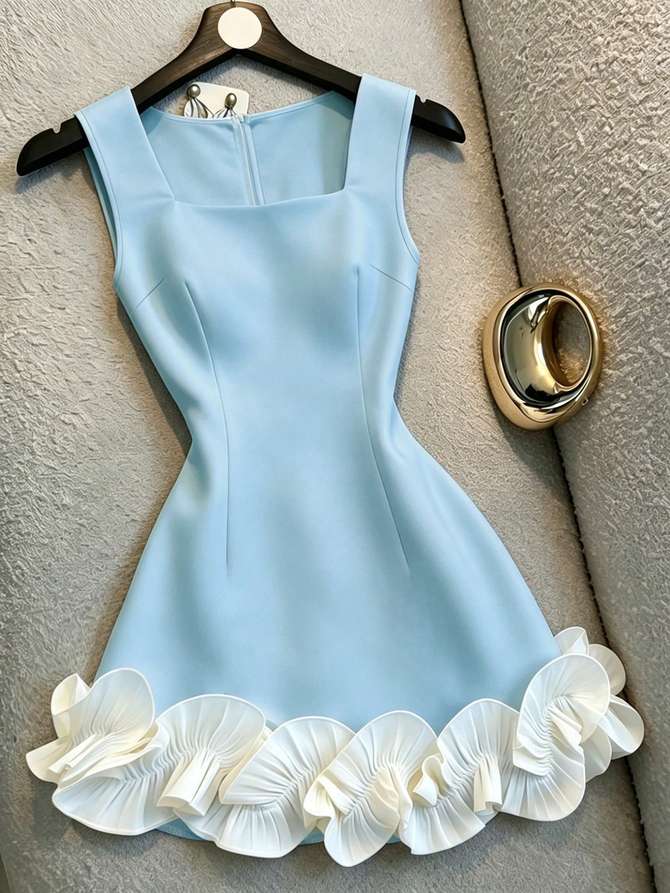 Franclia Elegant White Summer Square-Neck Sleeveless Dress With Ruffles,Perfect For Bar Party,Wedding - image 11