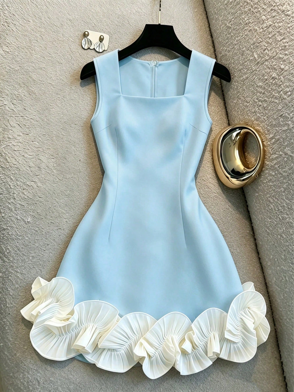 Franclia Elegant White Summer Square-Neck Sleeveless Dress With Ruffles,Perfect For Bar Party,Wedding - image 13