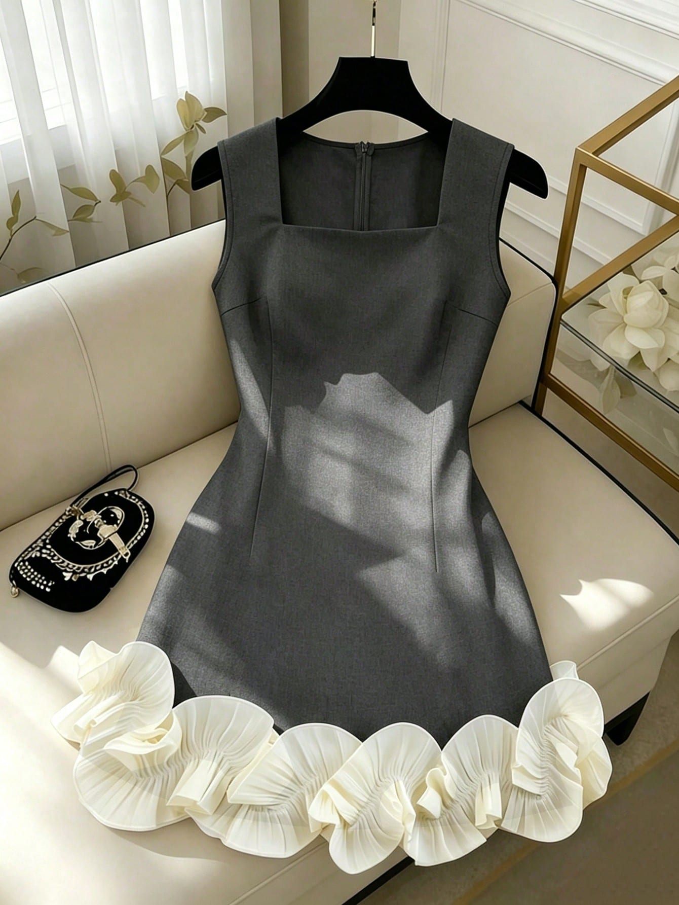 Franclia Elegant White Summer Square-Neck Sleeveless Dress With Ruffles,Perfect For Bar Party,Wedding - image 19