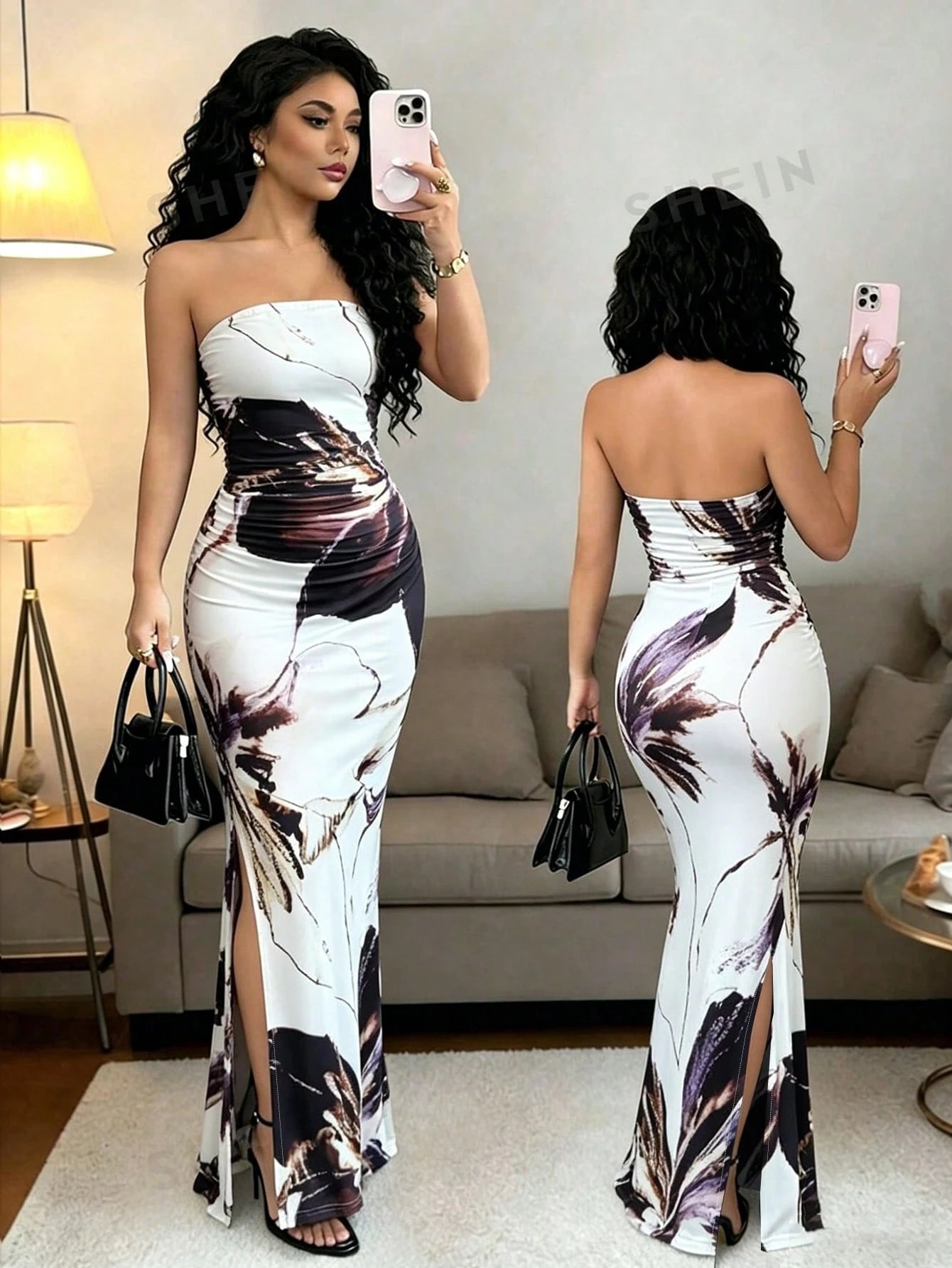 Rafferiza Women Summer Strapless Long Skirt Elegant Black And Silver Autumn Dining Tube Top Dress, Burgundy - image 16