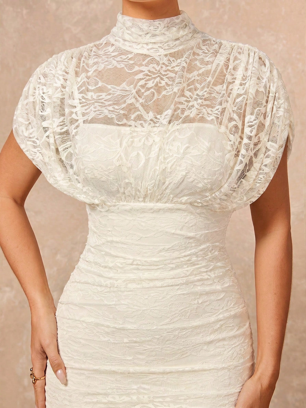 Lumalex Summer White With Black Polka Dots Soft Flowy Mesh High Neck