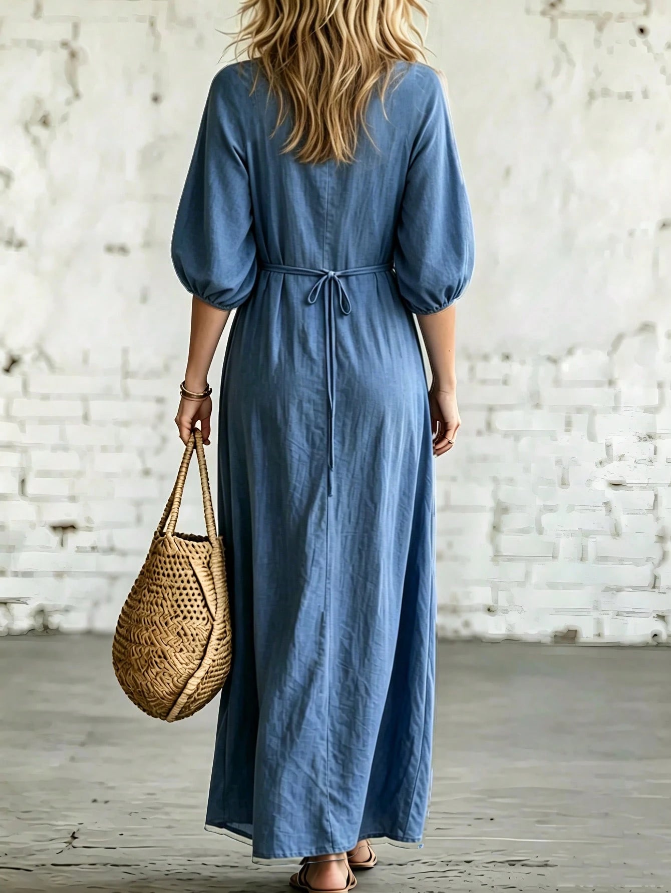 Casual Vacation Soft Textured Draping Fabric Loose Women's Dress,