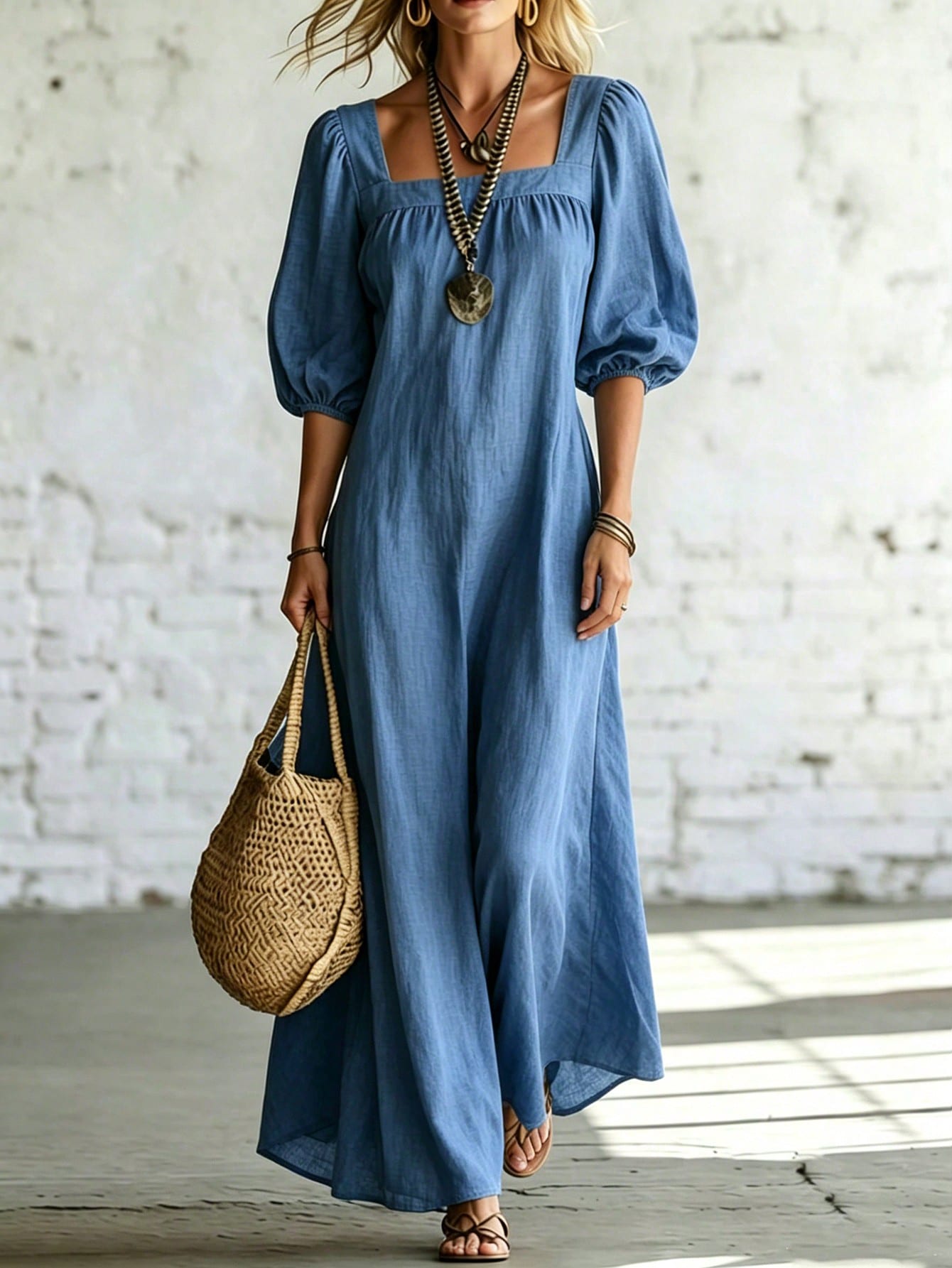 Casual Vacation Soft Textured Draping Fabric Loose Women's Dress,