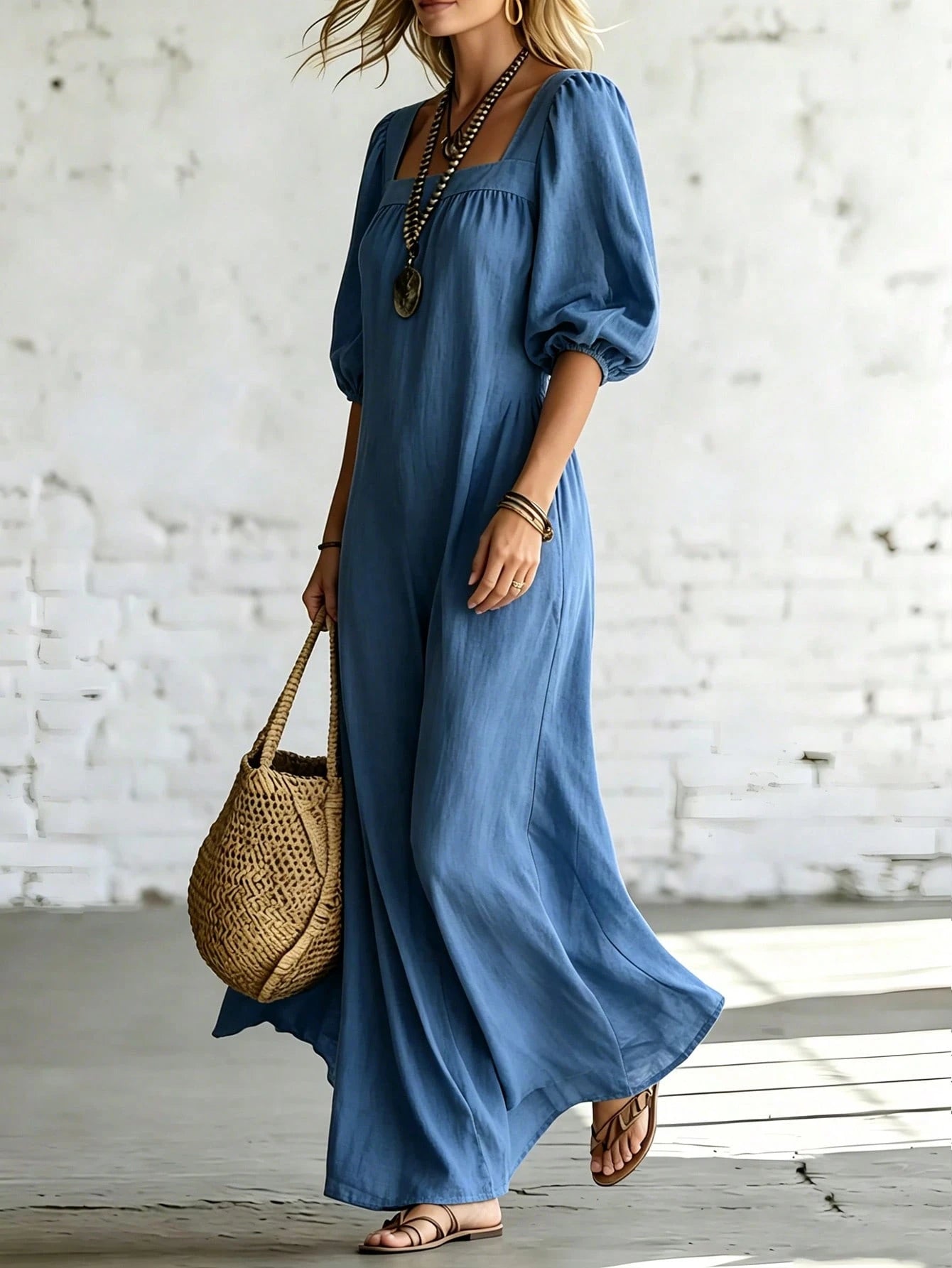 Casual Vacation Soft Textured Draping Fabric Loose Women's Dress,