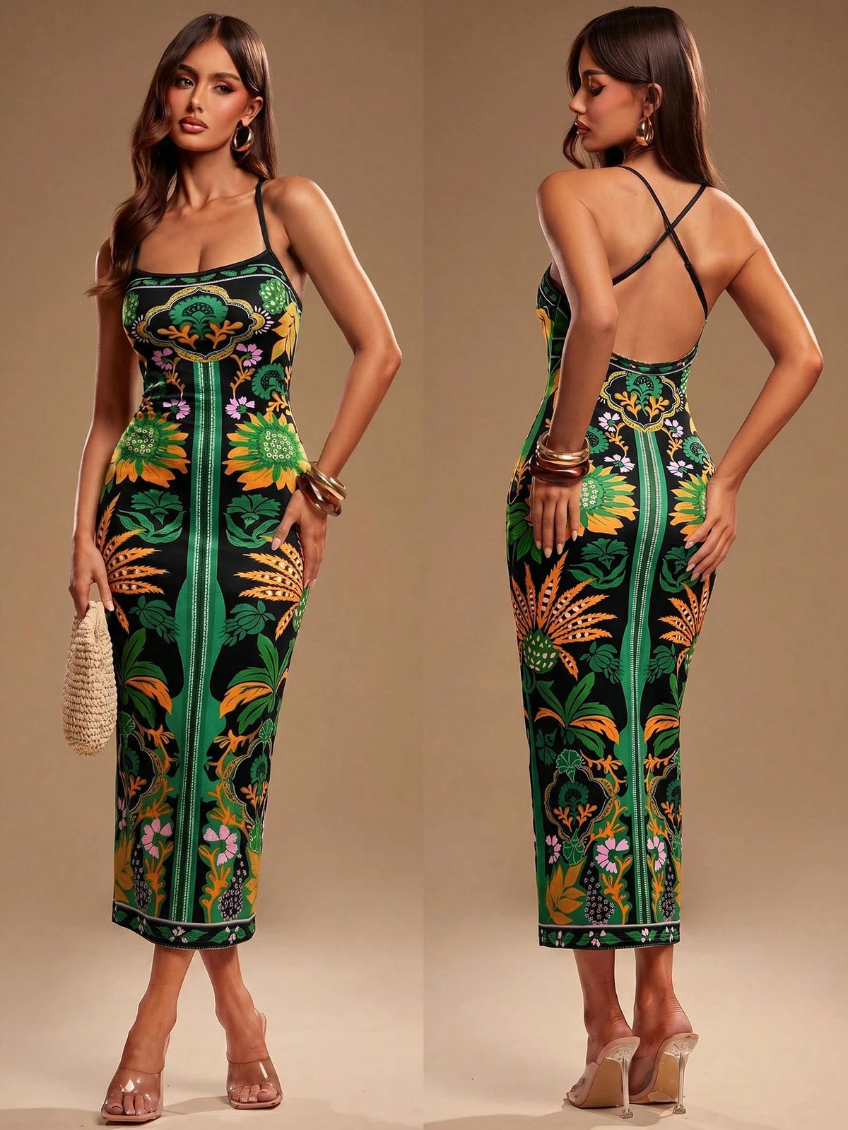 Radiana Women's Summer Tropical Elegant Sexy Boho Chic Bohemian Vacation Style Botanical Vintage Print Fitted - image 13