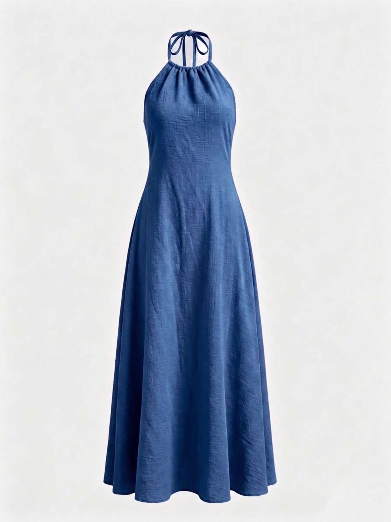 Women's Halter Neck Sleeveless Long Dress With Pockets, Elegant