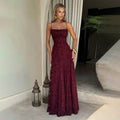 New Lace Backless Spaghetti Strap Elegant Maxi Dress Women Evening Formal Dress