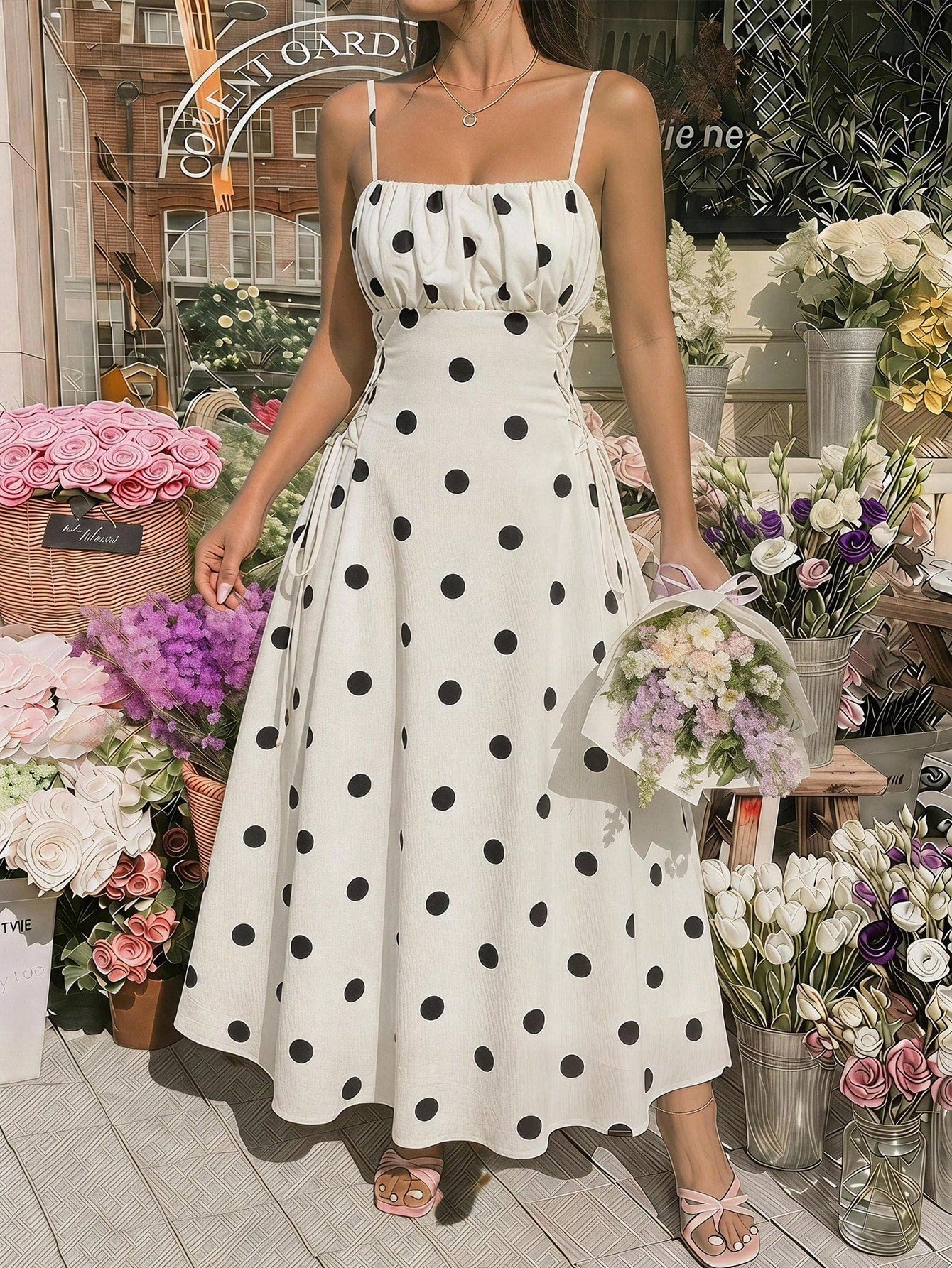 MOD Solid Ruched Bust Lace Up Side Formal Cami Long Dress,Pastel
