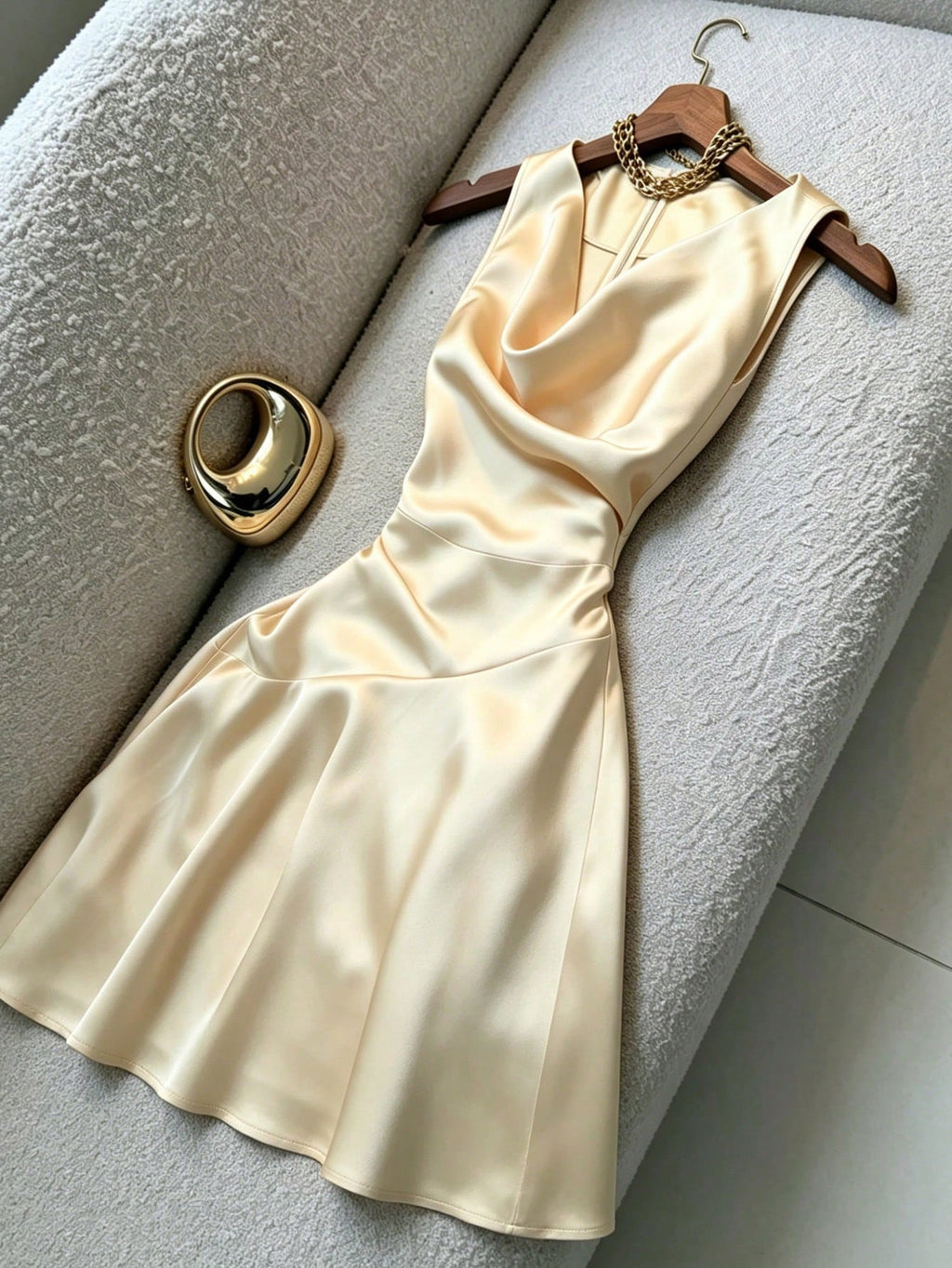 Franclia Women's Solid Color Plunging Neck Zipper Back Sleeveless Short Dress, Elegant For Spring And Summer - image 5