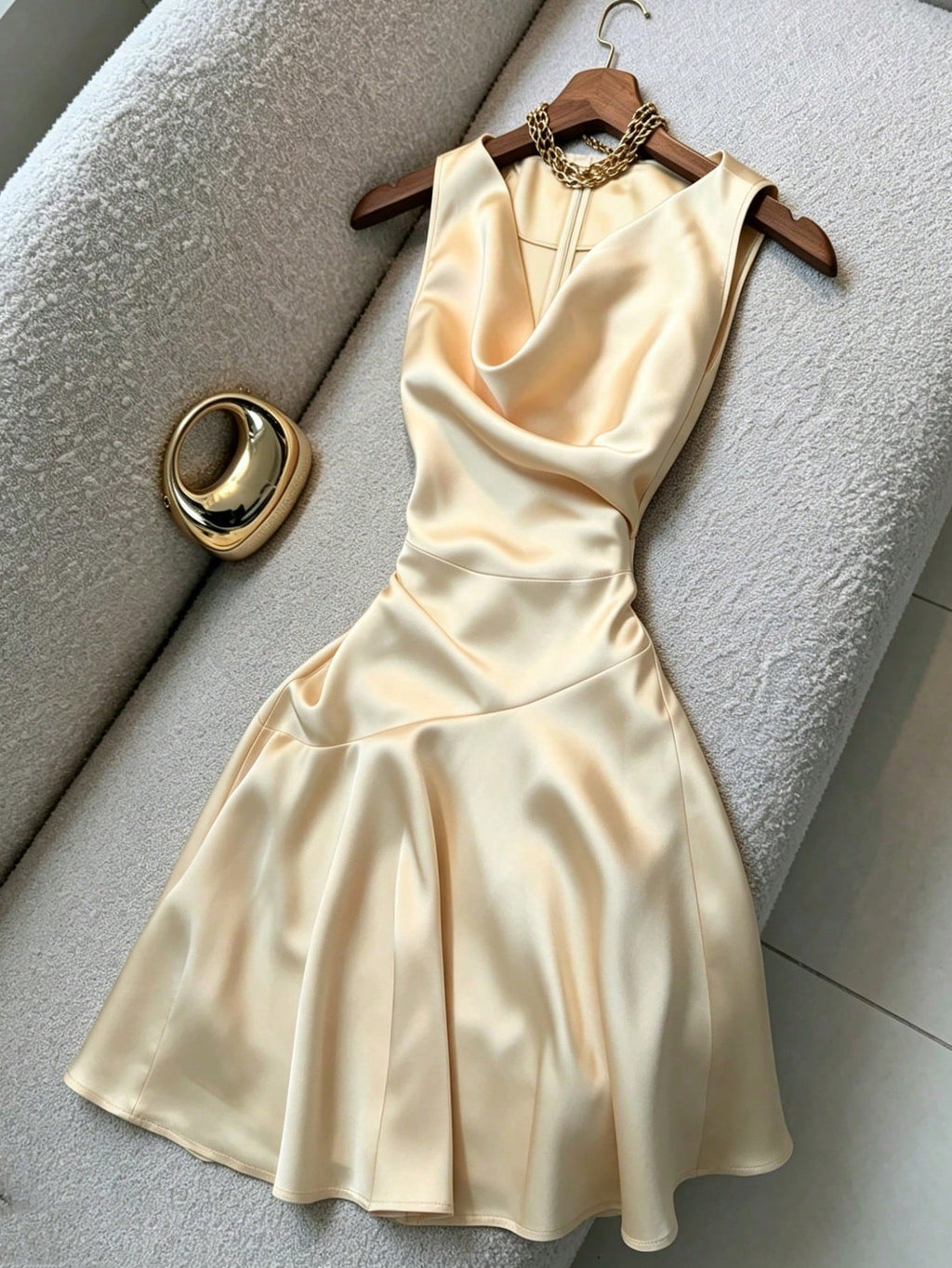 Franclia Women's Solid Color Plunging Neck Zipper Back Sleeveless Short Dress, Elegant For Spring And Summer - image 6