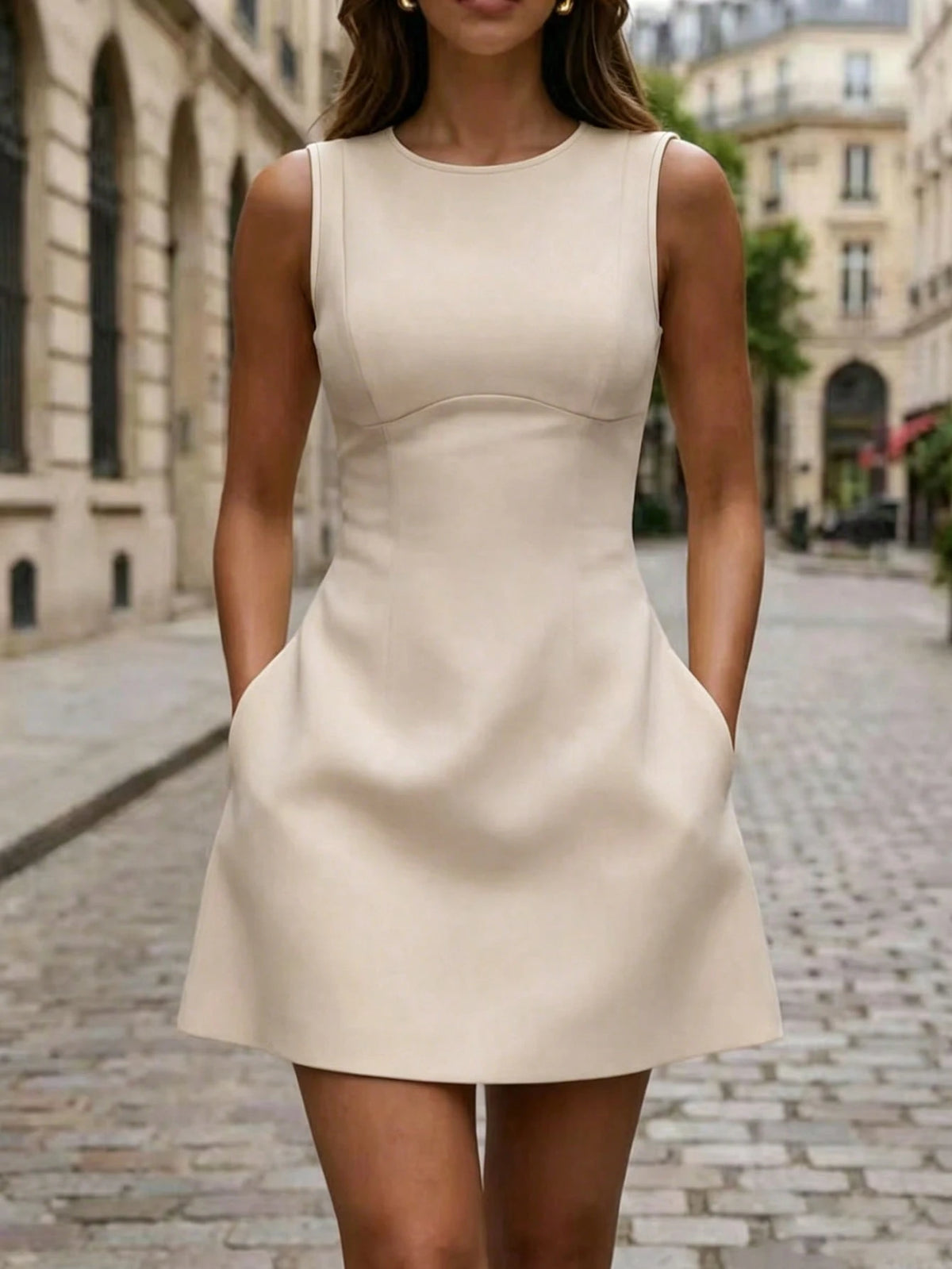 Women's New Spring/Summer Pale Yellow Waist-Defining Dress