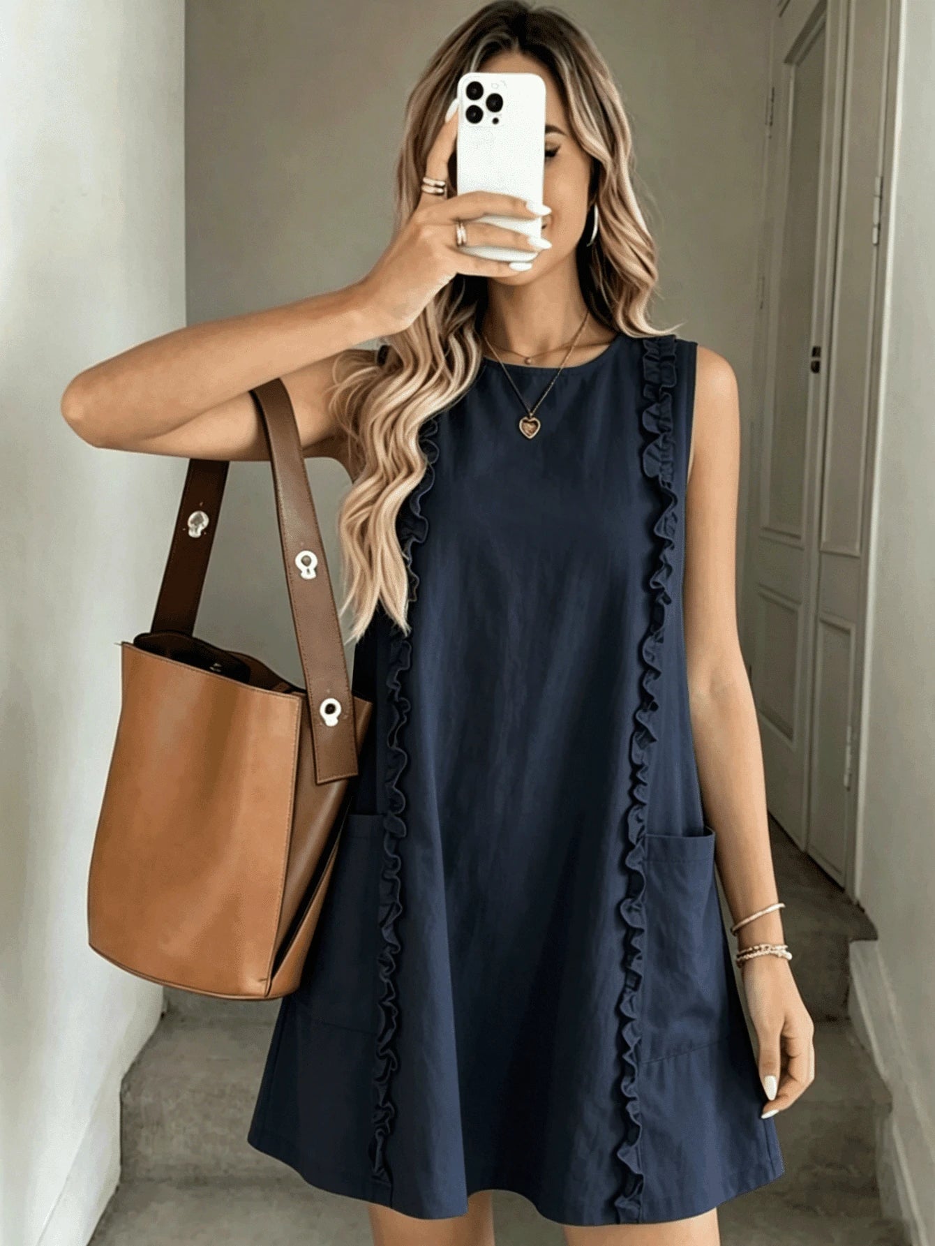 2026 Women's Casual Sleeveless Ruffle Mini Dress, Round Neck Loose A-Line Fit Side Pockets Summer Daily Wear - image 20