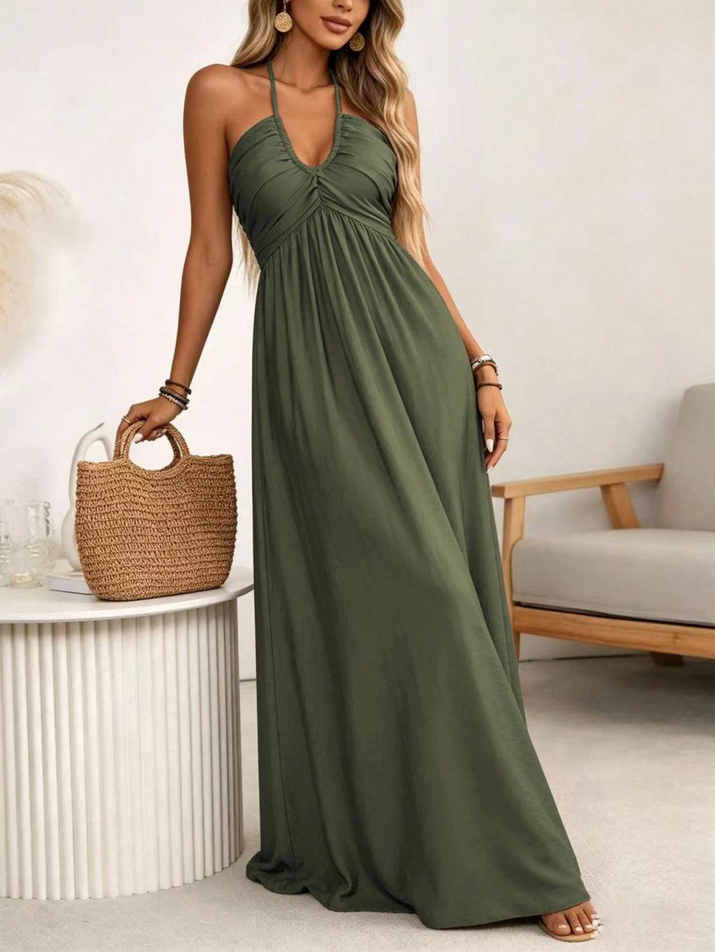 Wandoria Women's Spring/Summer Brown Single-Thread Slub Linen Blend