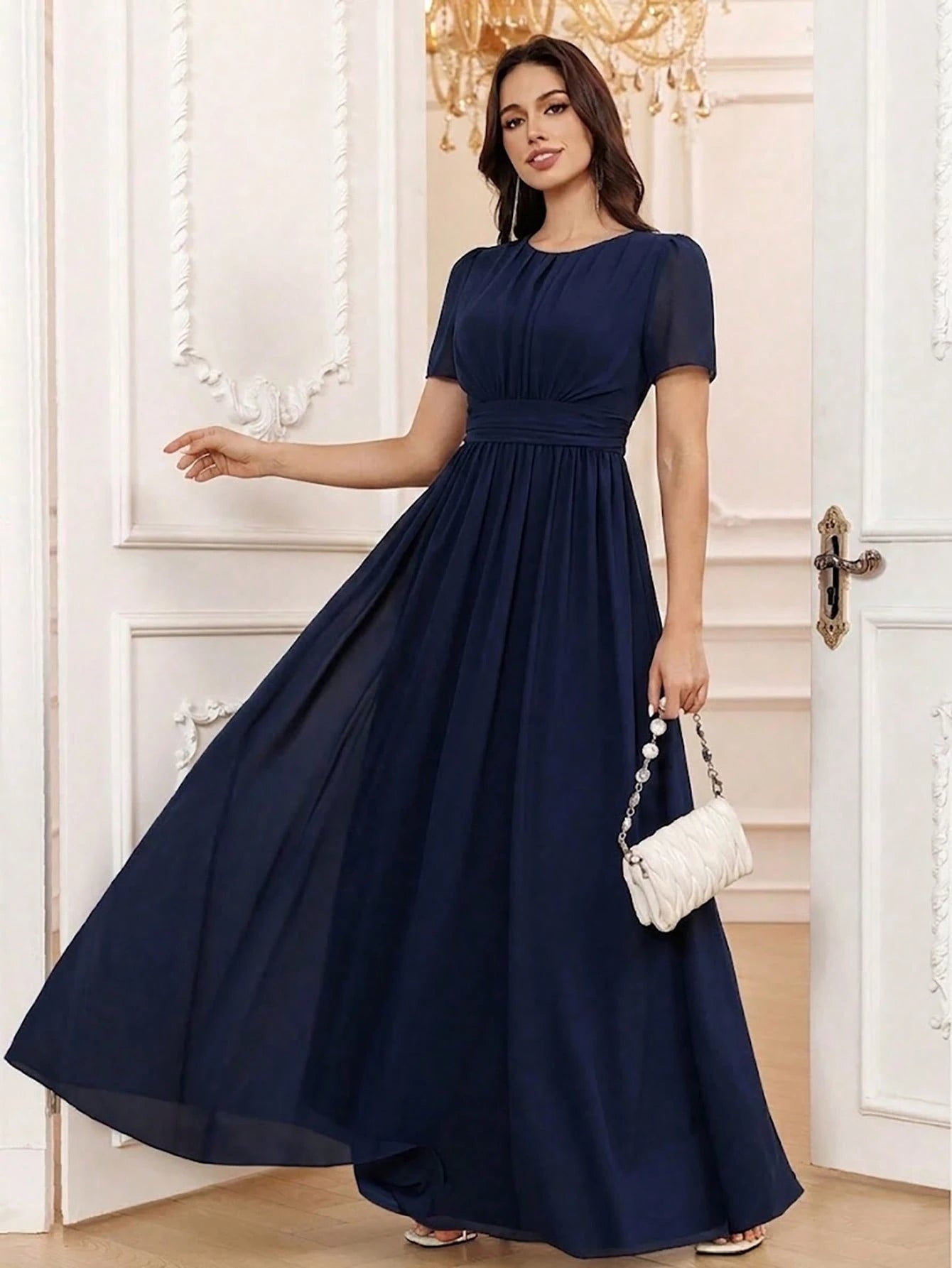 Volly Toych Elegant Chiffon Long Bridesmaid Dress, Short Regular