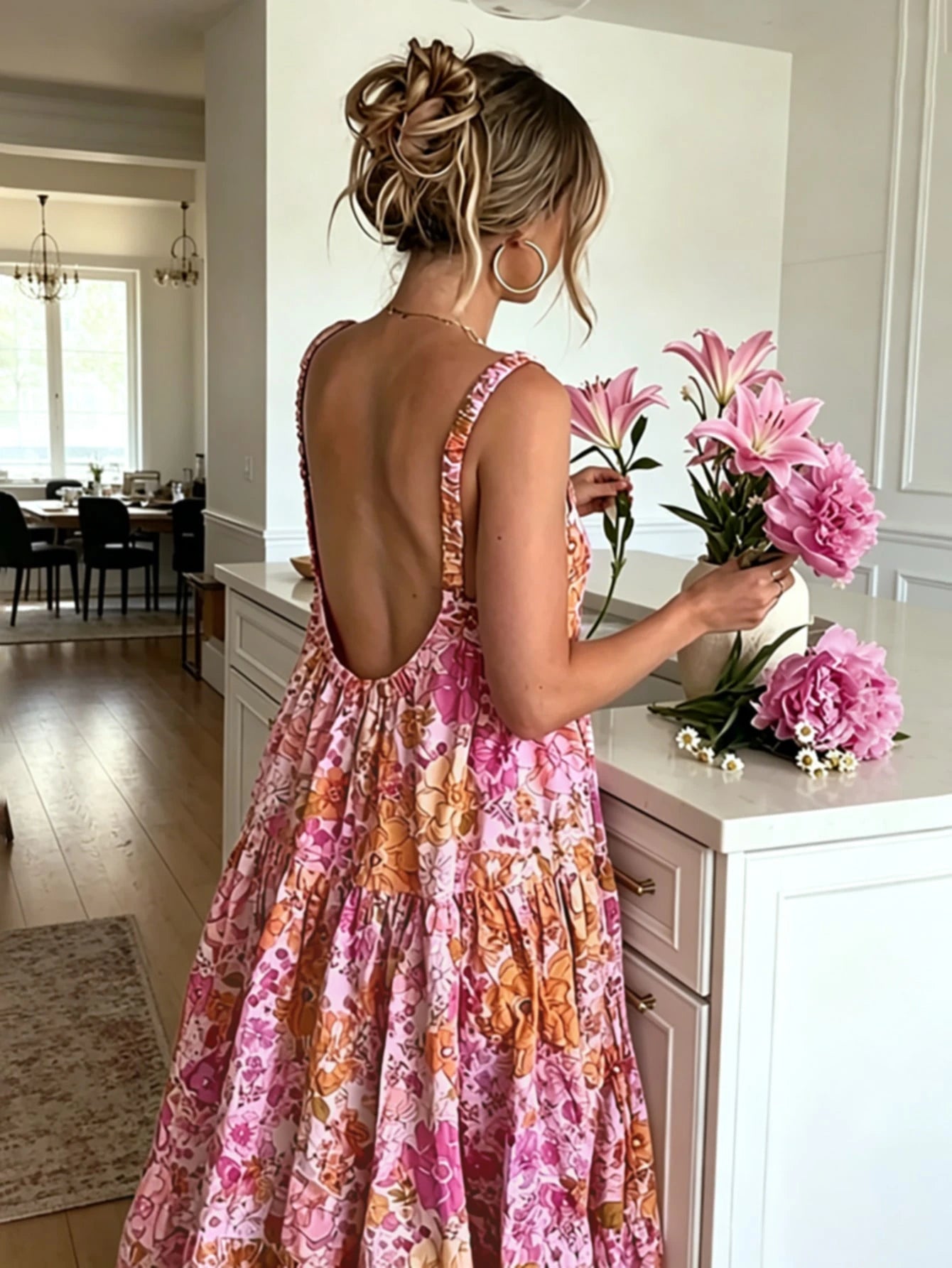 Summer New Women Long Dress, Beach Vacation Style Women's Outfit,