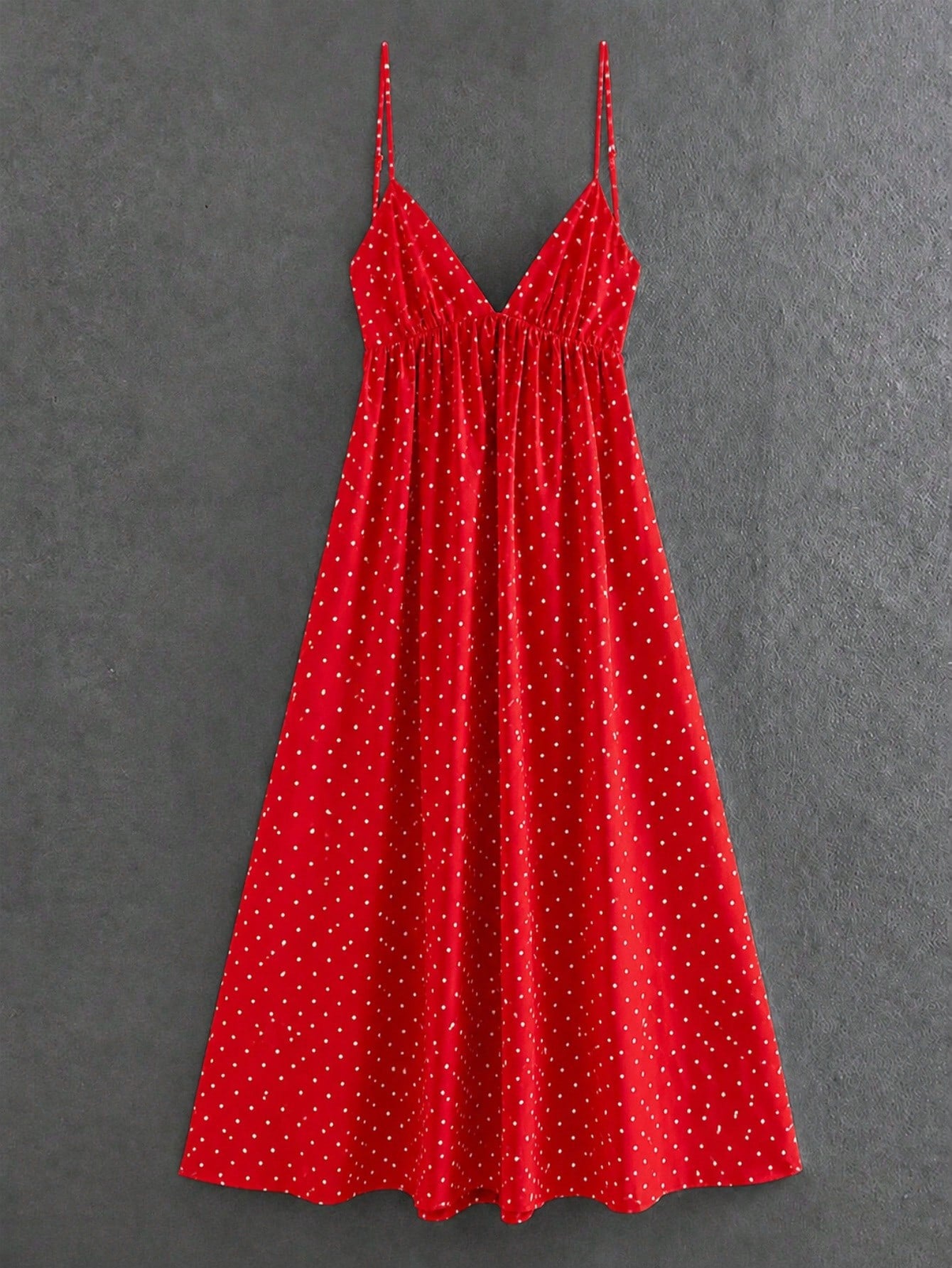 Cévolie Petite Women's Vacation Polka Dot Print Casual Camisole Dress