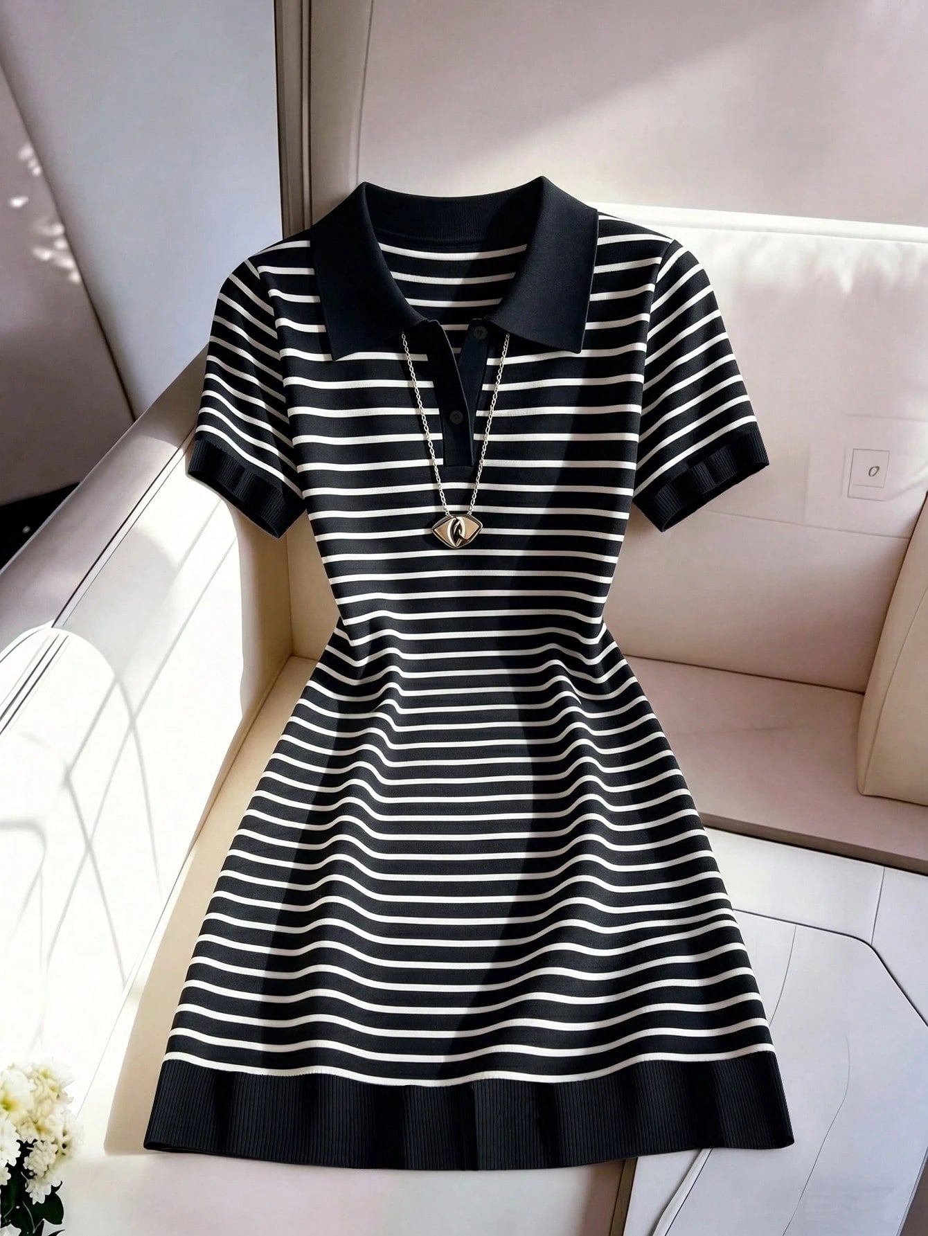 Franclia Women's Vintage Striped Short Sleeve Dress For Summer,