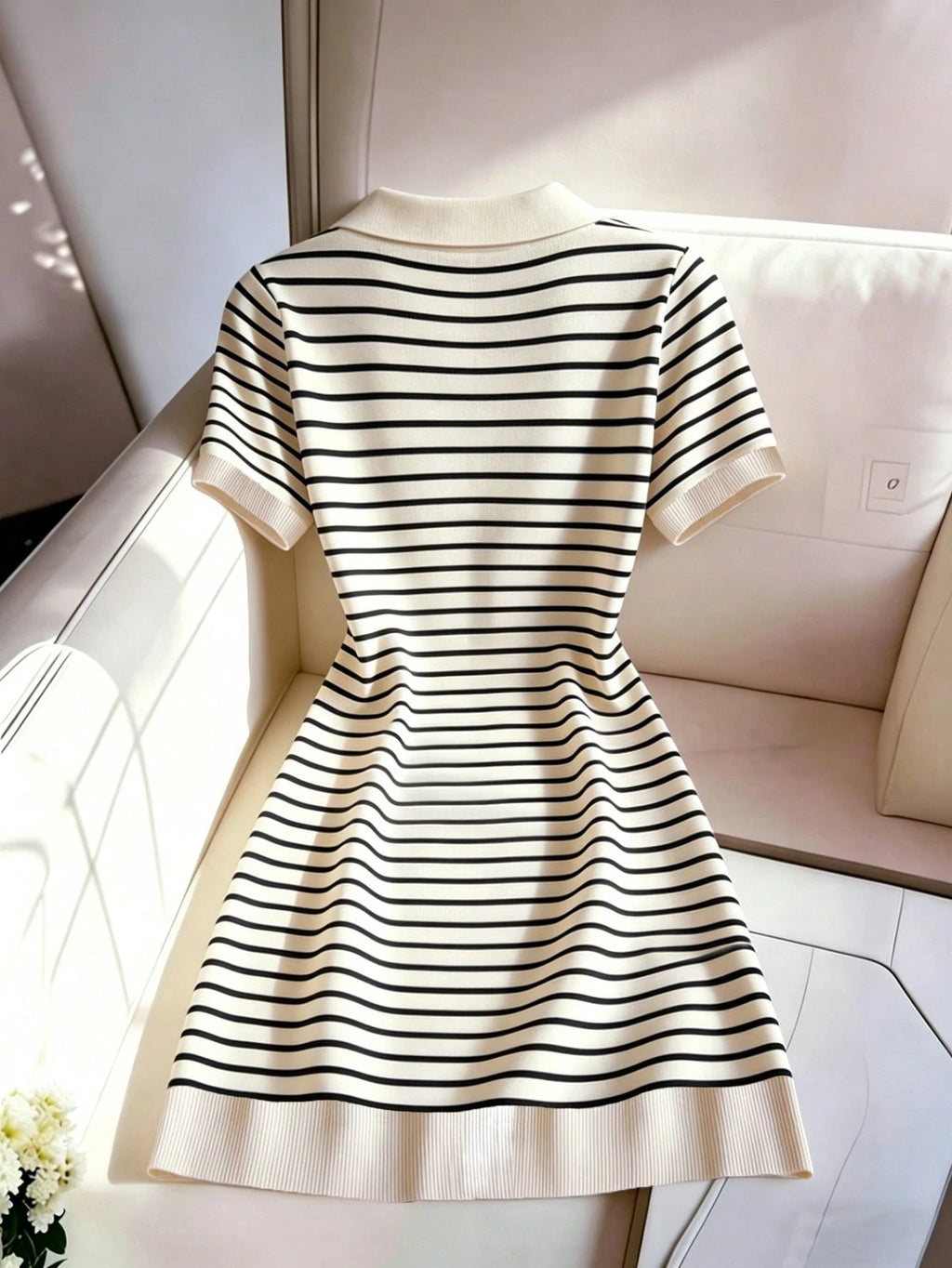 Franclia Women's Vintage Striped Short Sleeve Dress For Summer, Casual Outing, Elegant, Party, Commuting And - image 6
