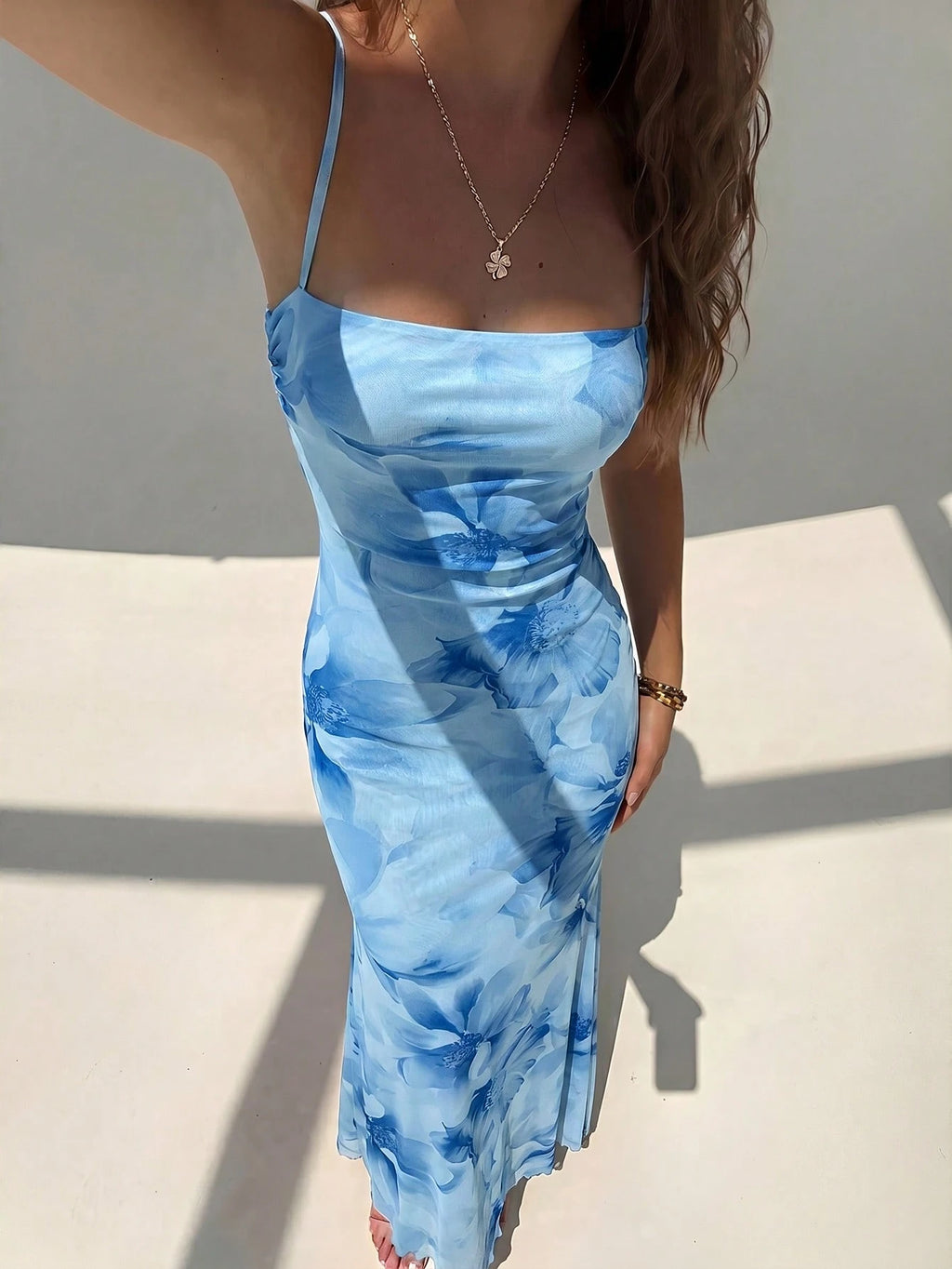 Aloruh Women's Floral Print Backless Casual Sexy Dress For