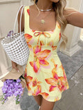 LUNE Women's Summer Casual Tie-Up Sleeveless Mini Dress