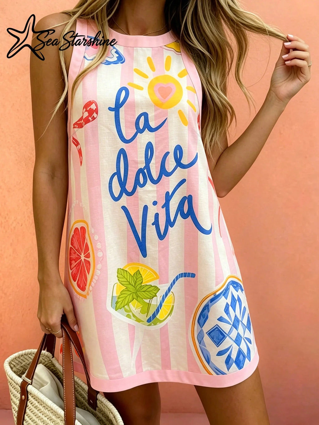 Sea Starshine New Arrival:Dopamine-Hued Sleeveless Dress Featuring