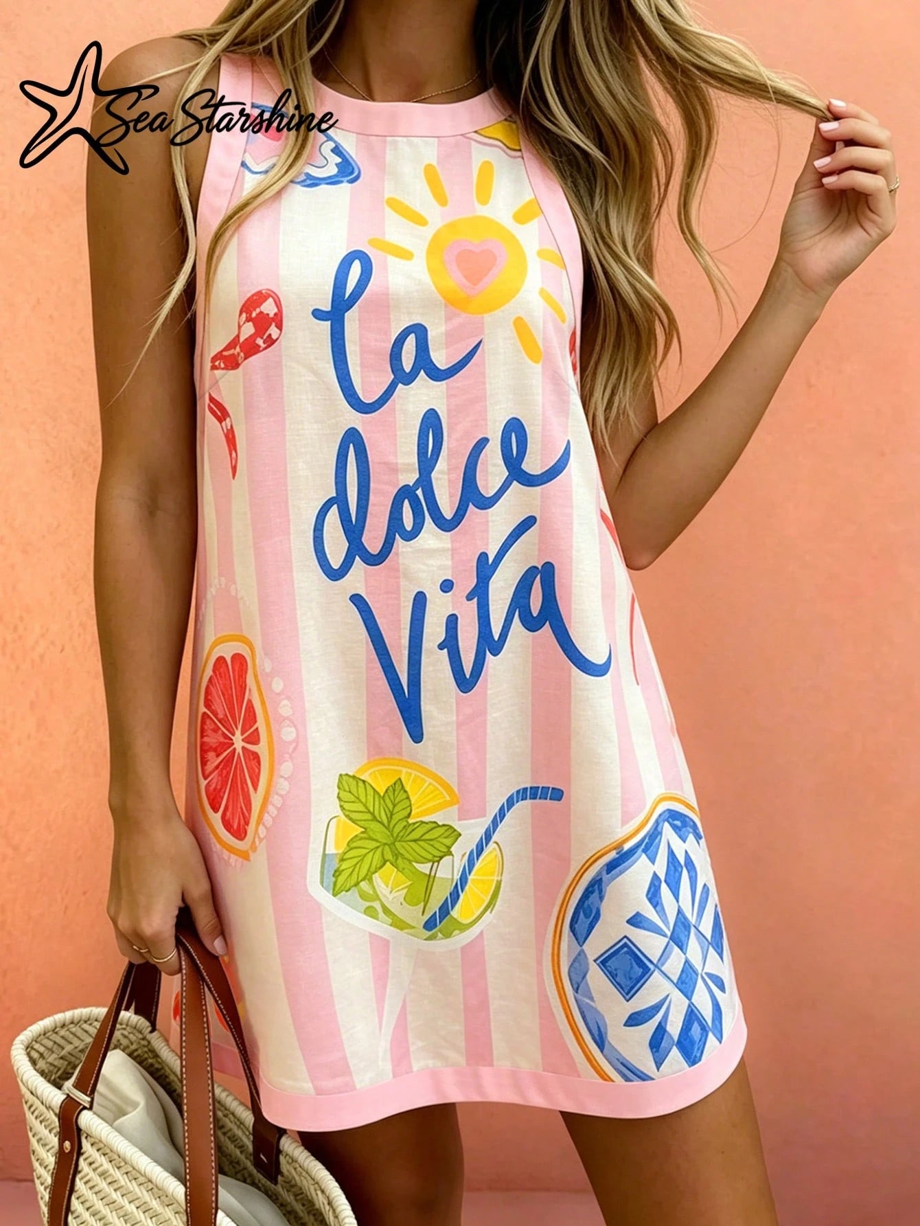 Sea Starshine New Arrival:Dopamine-Hued Sleeveless Dress Featuring