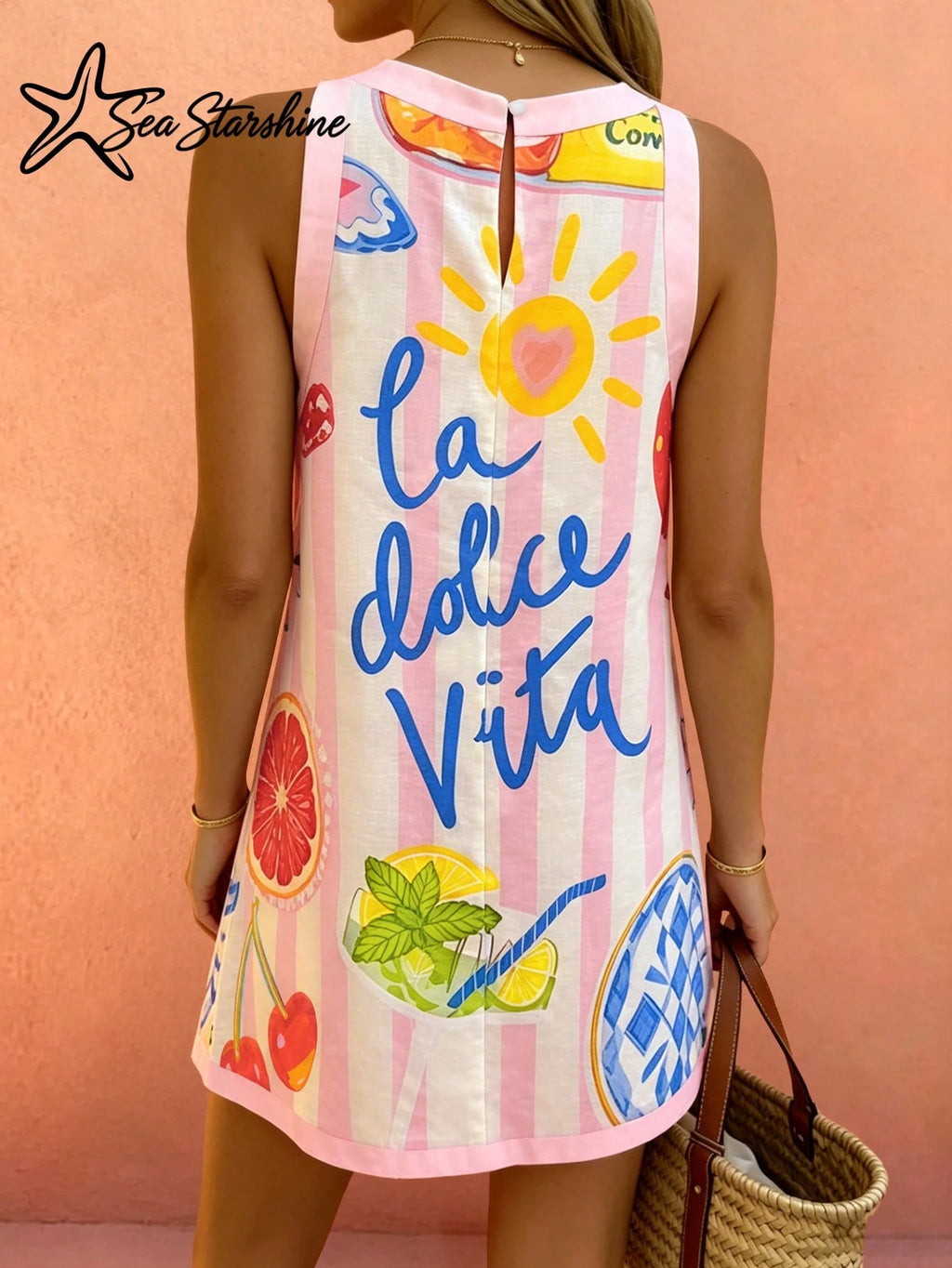 Sea Starshine New Arrival:Dopamine-Hued Sleeveless Dress Featuring