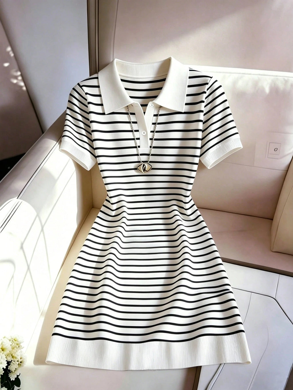 Franclia Women's Vintage Striped Short Sleeve Dress For Summer,