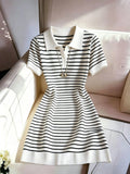 Franclia Women's Vintage Striped Short Sleeve Dress For Summer,