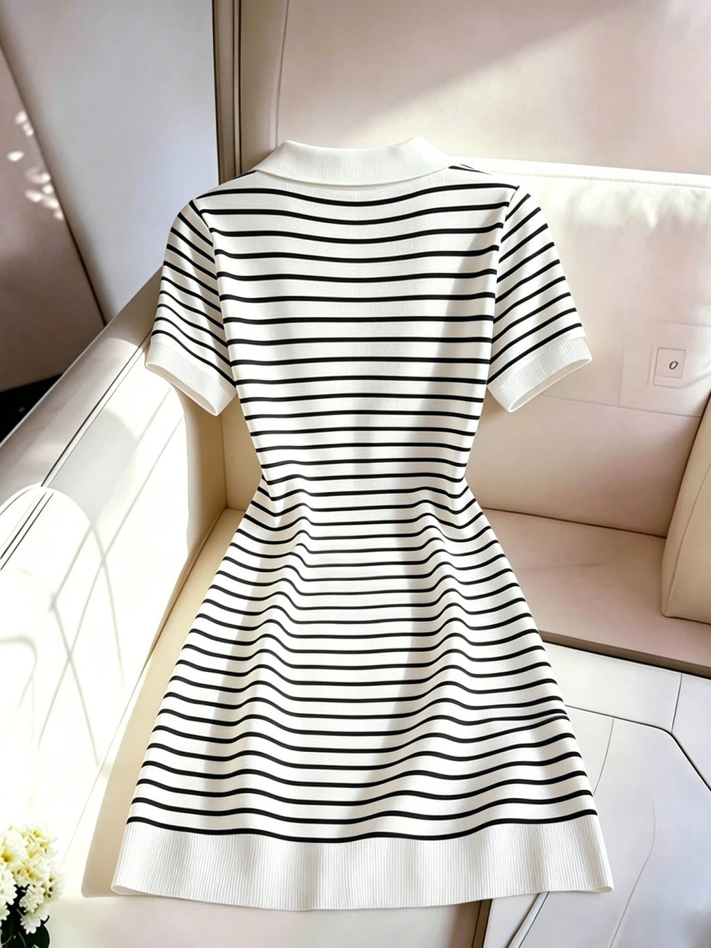 Franclia Women's Vintage Striped Short Sleeve Dress For Summer,