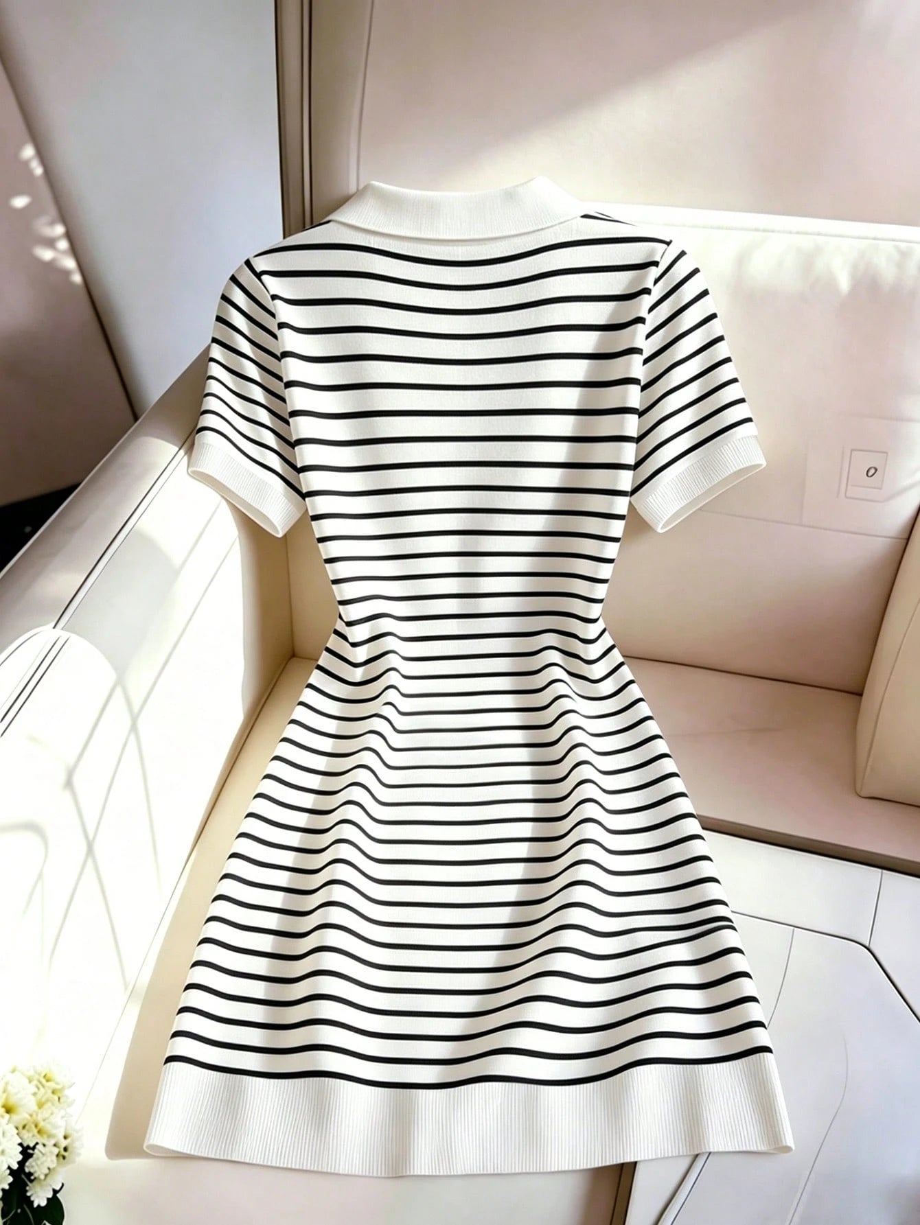 Franclia Women's Vintage Striped Short Sleeve Dress For Summer,