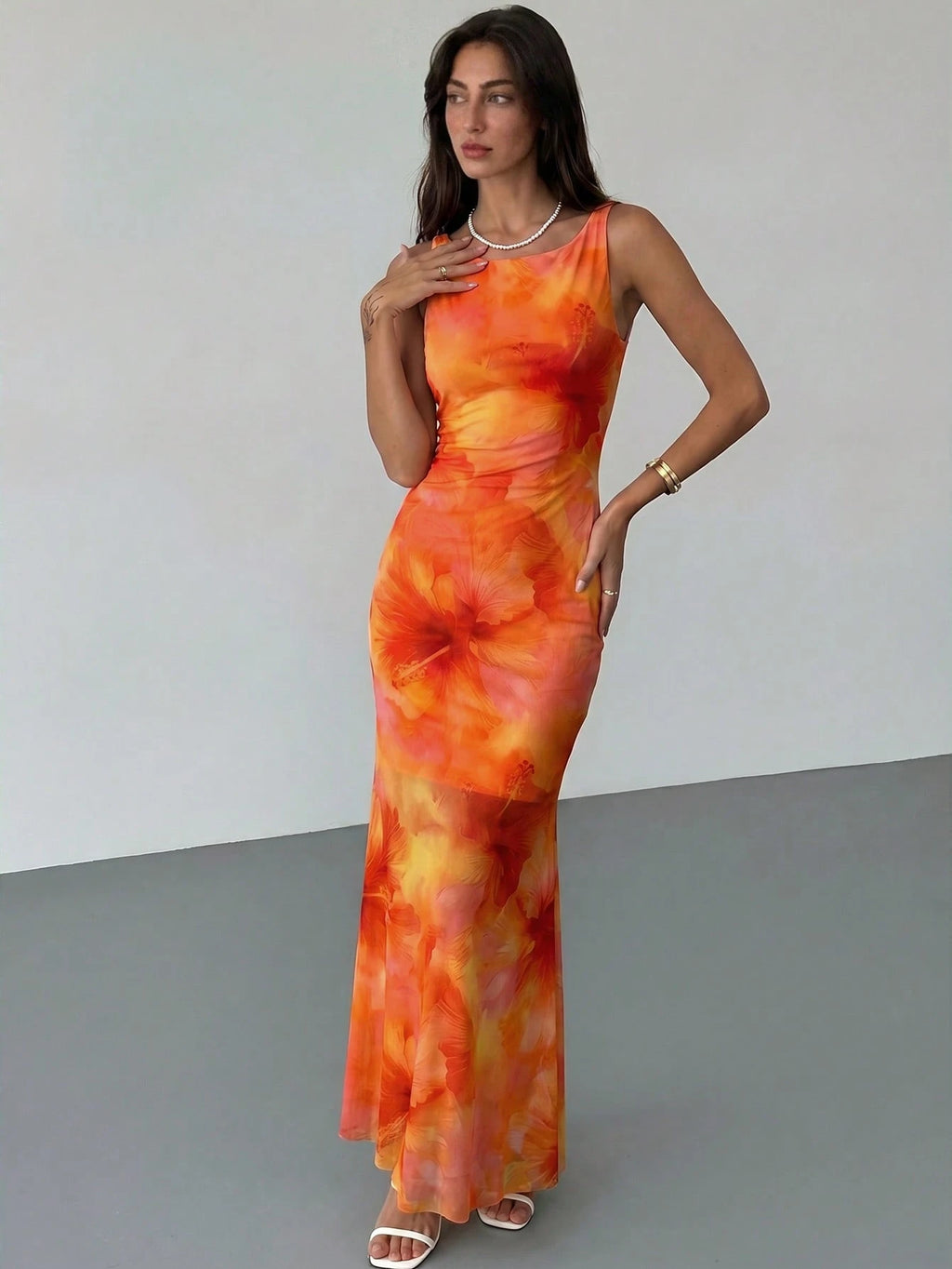 Aloruh Spring/Summer Vacation Floral Print Long Dress Backless Dress Elegant Tropical Party Vacation Light - image 12
