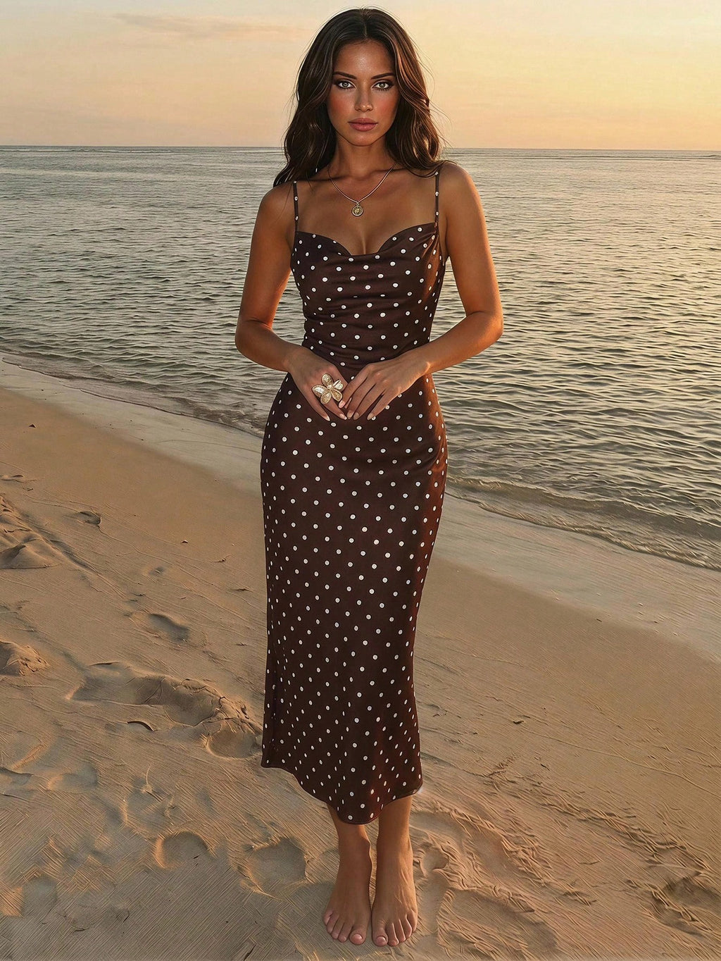 Aloruh Women's Leopard Print Pleated Sexy Date Party Midi Spaghetti Strap Dress - image 9