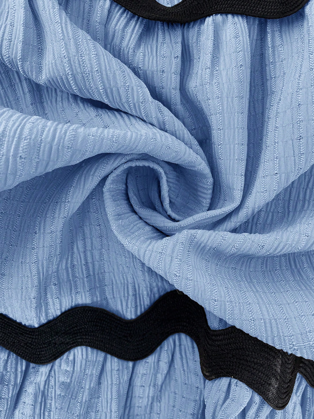Easowa Contrast Color Wavy Trim Multi-Layer Ruffle Hem A-Line