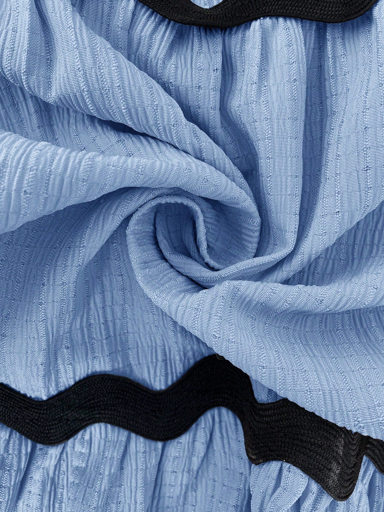 Easowa Contrast Color Wavy Trim Multi-Layer Ruffle Hem A-Line