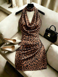 Franclia Fashionable New Elegant Draped Neck Brown Dress, Featuring