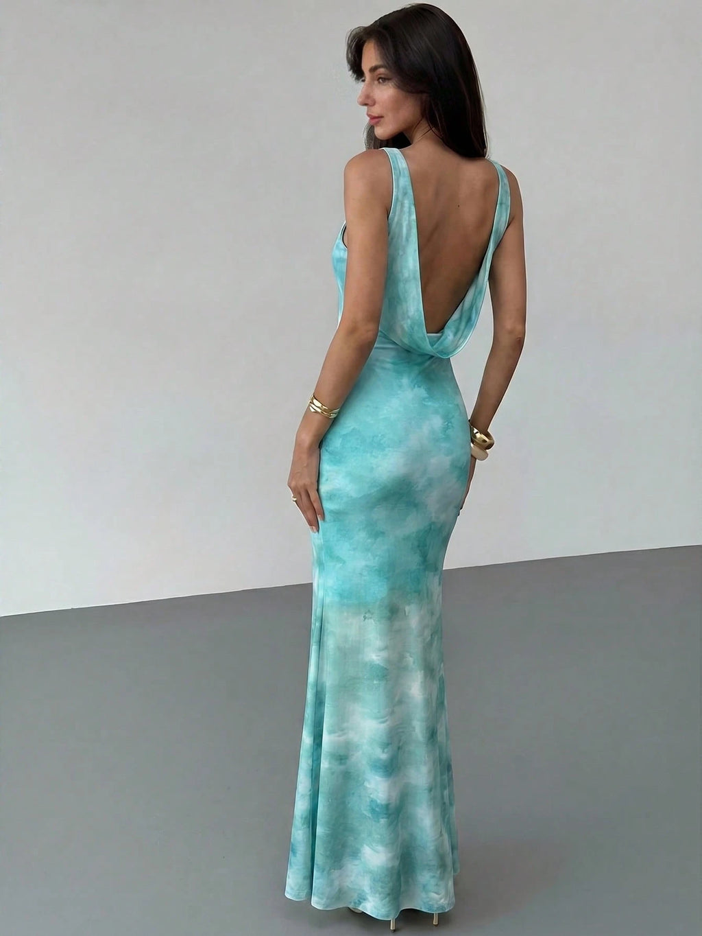 Aloruh Spring/Summer Vacation Floral Print Long Dress Backless Dress Elegant Tropical Party Vacation Light - image 14