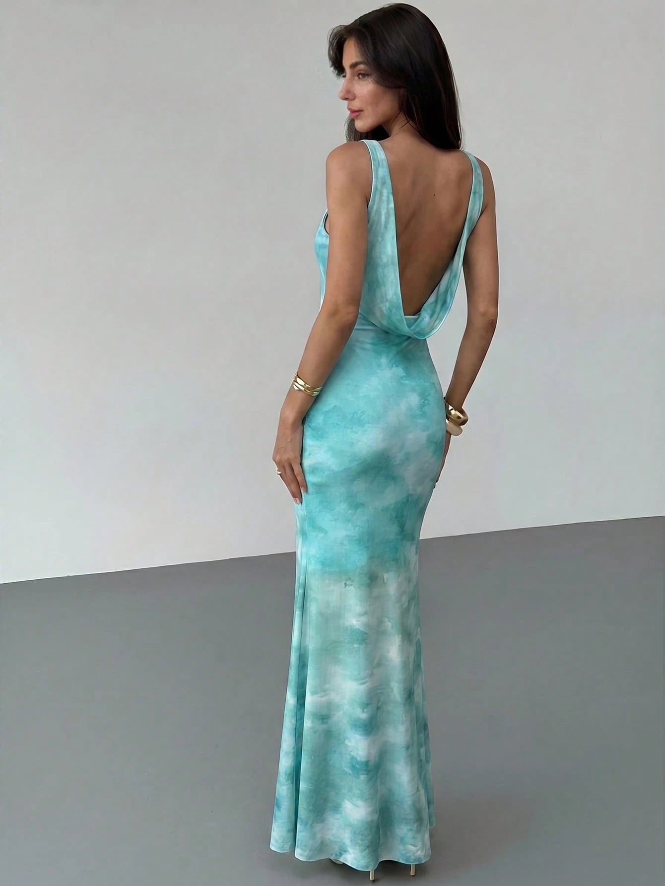 Aloruh Spring/Summer Vacation Floral Print Long Dress Backless Dress Elegant Tropical Party Vacation Light - image 14