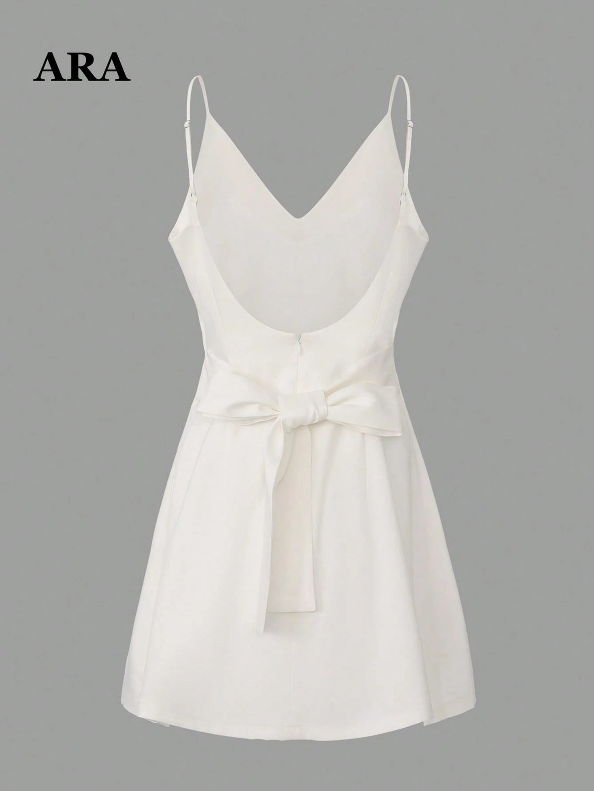 ARA CHIC Women's Pale Yellow Bow Backless V-Neck Spaghetti Strap Dress, Spaghetti Strap A-Line Mini Dress, - image 8