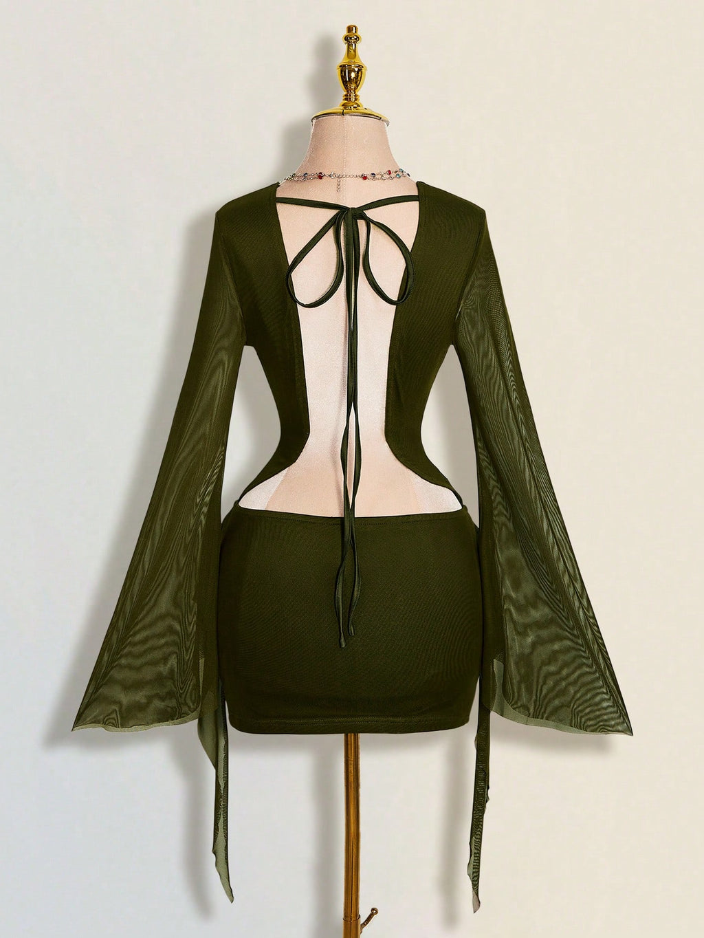 ICON Sexy Oversized Plunging Neckline Mesh Patchwork Backless Mini