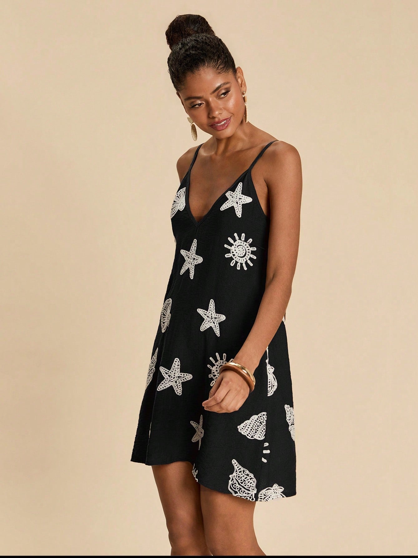 Travachic Elegant Boho Casual Vacation Embroidered Women's Dress Beach Navy Blue And White Summer - image 4